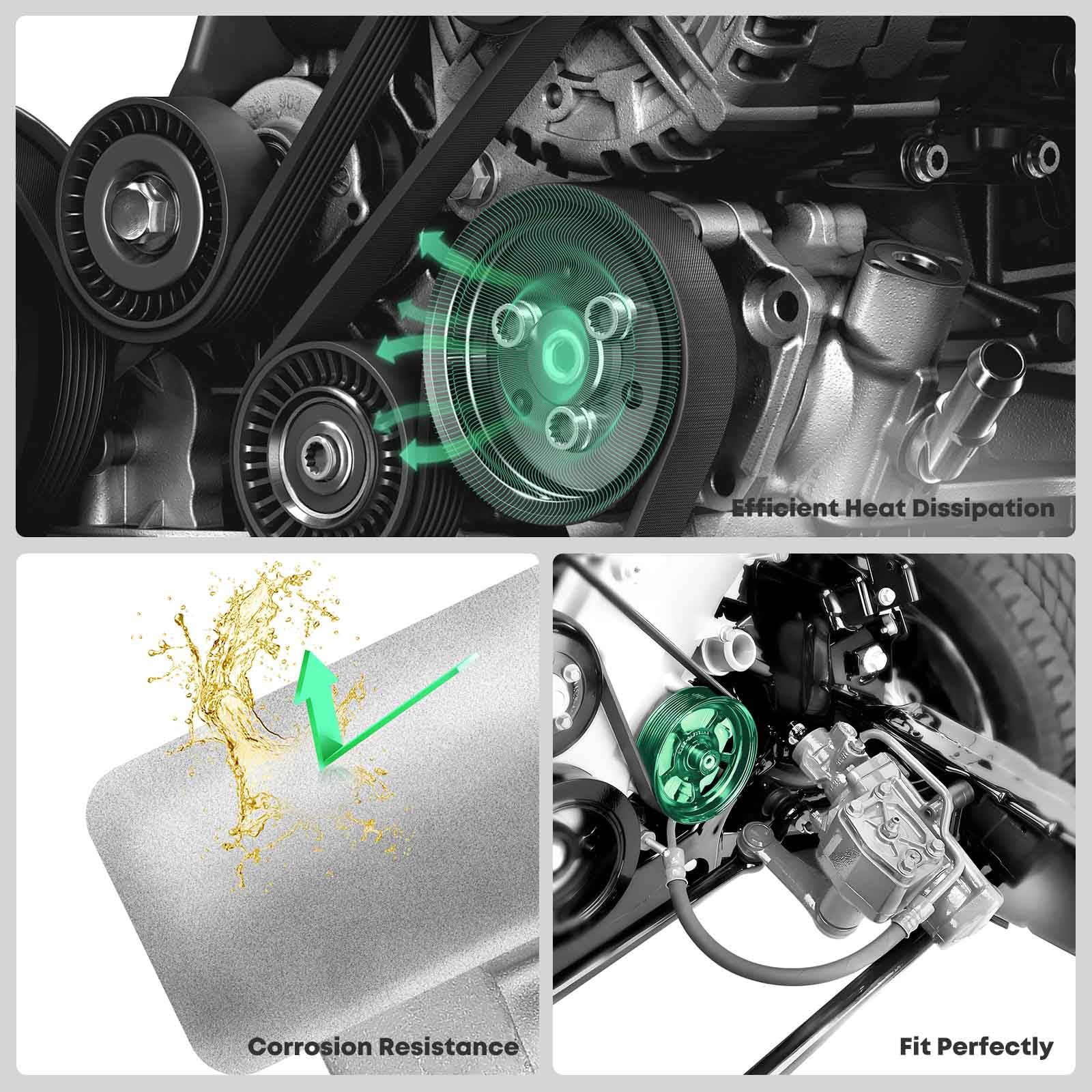 YHTAUTO Power Steering Pump with Pulley Replacement for Toyota Echo 2000-2005 & Scion xA xB 2004-2006 I4 Engine - High Performance Power Assist Pump for Smooth Steering - Perfect for City Driving and Daily Commutes