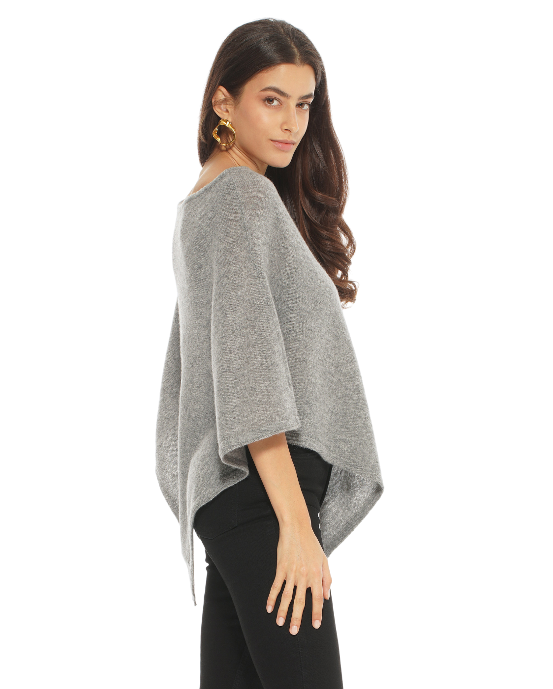 Luxury Women's Pure Cashmere Capelet Poncho - Soft Medium Grey Wrap Shawl for Fall & Winter | Perfect for Office, Travel & Evening Events