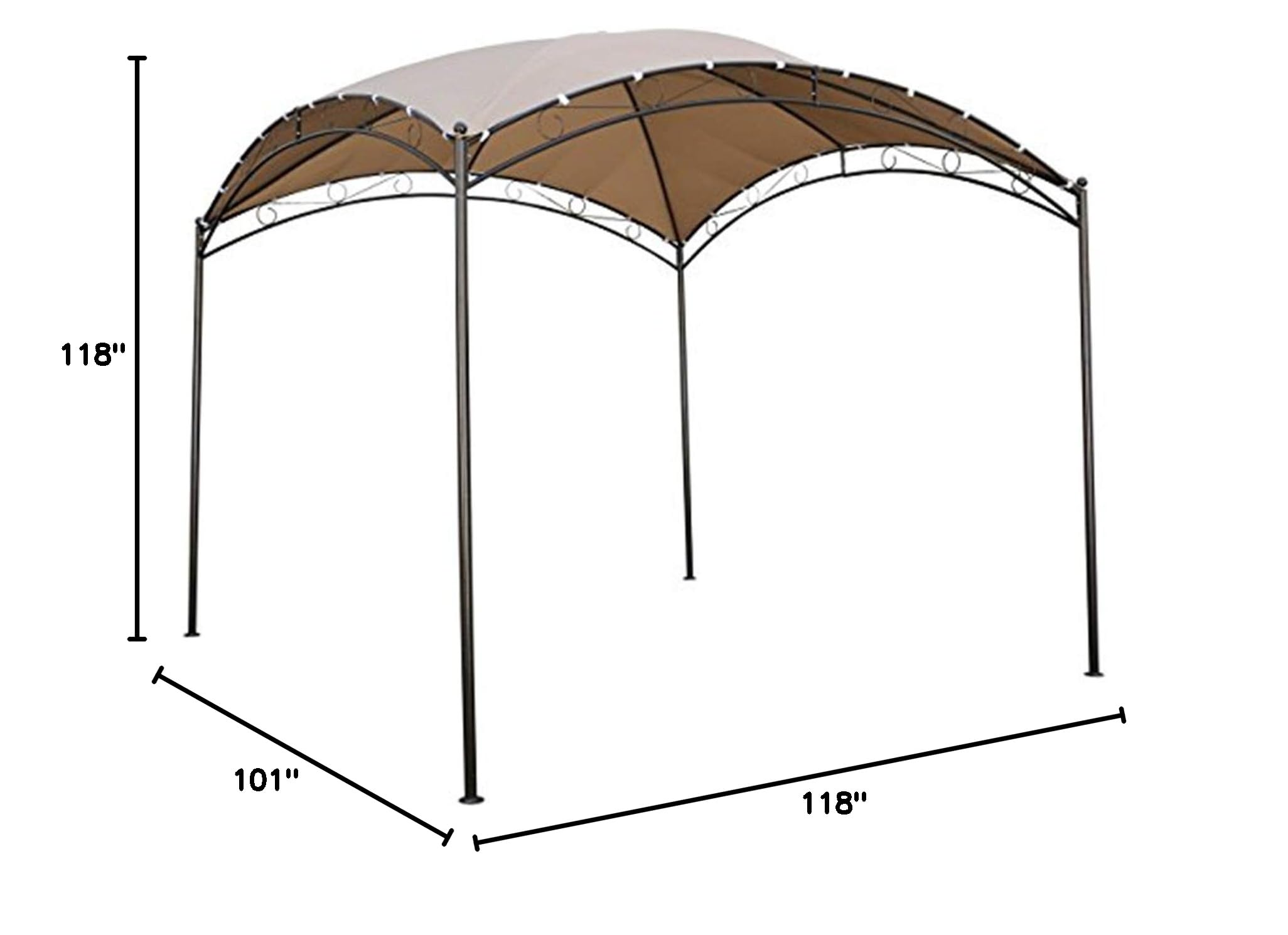 10ft Square Dome Top Gazebo - Waterproof Outdoor Canopy for Patio, Garden & Backyard - International Caravan Furniture - Perfect for BBQs, Parties & Relaxing Outdoors