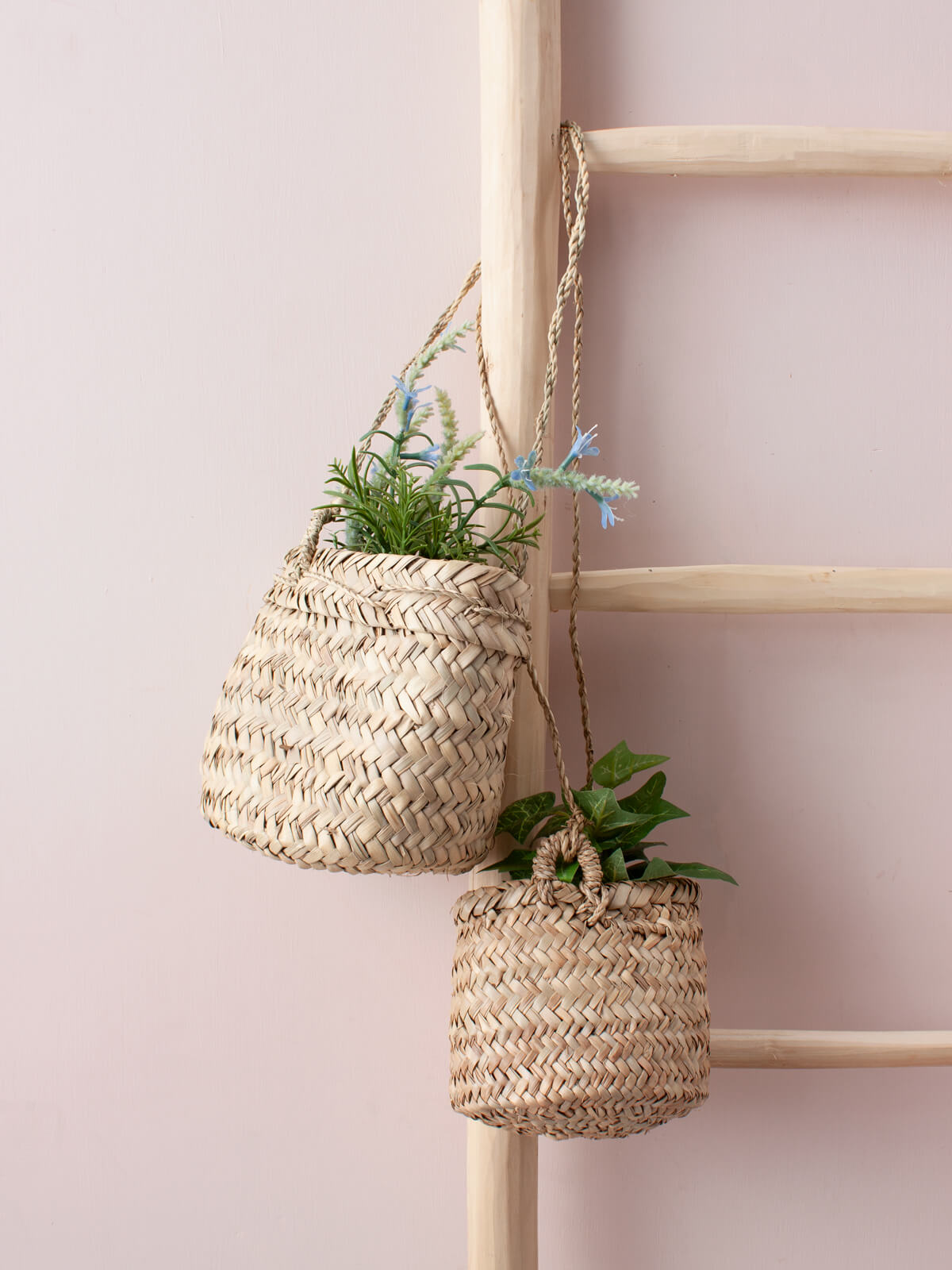 Handwoven Moroccan Beldi Hanging Baskets - Natural Fiber Storage & Decor for Boho Home, Kitchen, Bathroom & Wall Organization