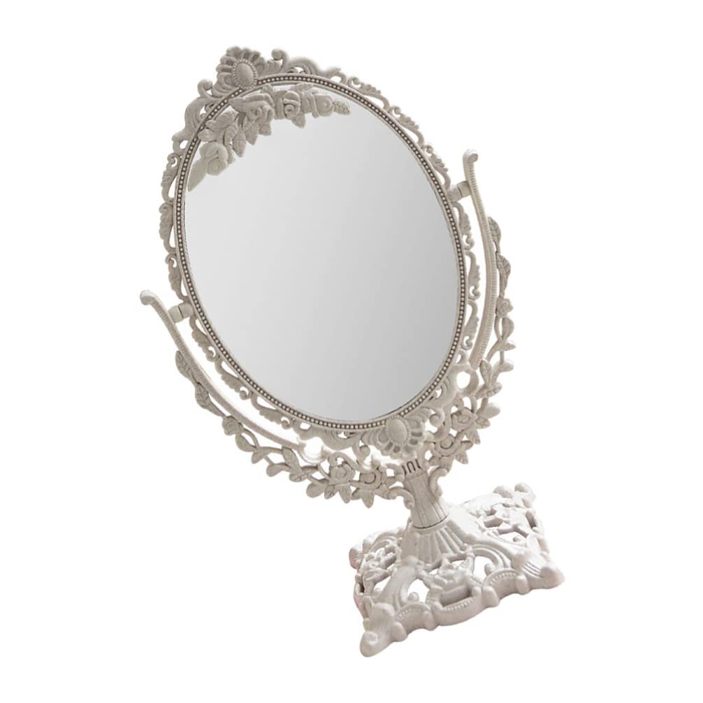 Vintage Two-Sided Swivel Makeup Mirror - Antique Oval Vanity Tabletop Mirror with Retro Style for Cosmetics & Dressing Room Decor | Perfect for Home, Salon, and Travel Use