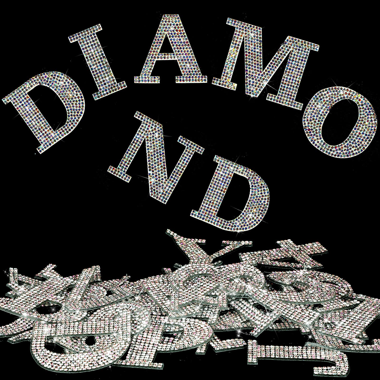 37-Piece Bling Crystal Rhinestone Stickers - Self-Adhesive Alphabet, Number & Symbol Decals for Wedding, Crafts, Clothing DIY - AB Color - Perfect for Scrapbooking, Nail Art & Home Decor