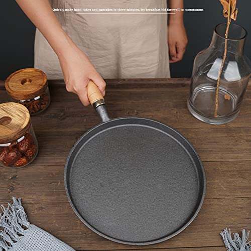 26CM Uncoated Cast Iron Skillet - Perfect for Pancakes, Hand Cakes & Pizza Baking | Heavy Duty Non-Stick Frying Pan for Stovetop, Oven & Camping