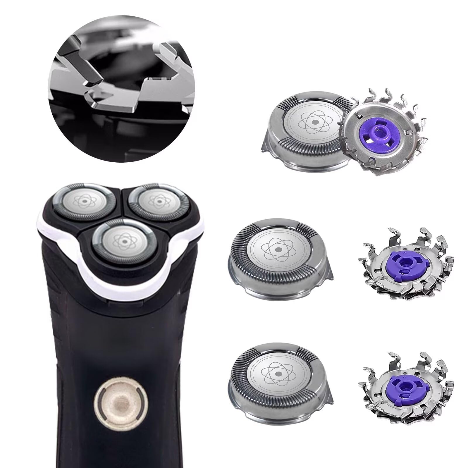 3 Pack Replacement Shaver Heads for Philips Norelco AT814 AT815 AT830 AT875 AT880 AT890 - Compatible with Philips Electric Razors for Smooth Shaving at Home or Travel