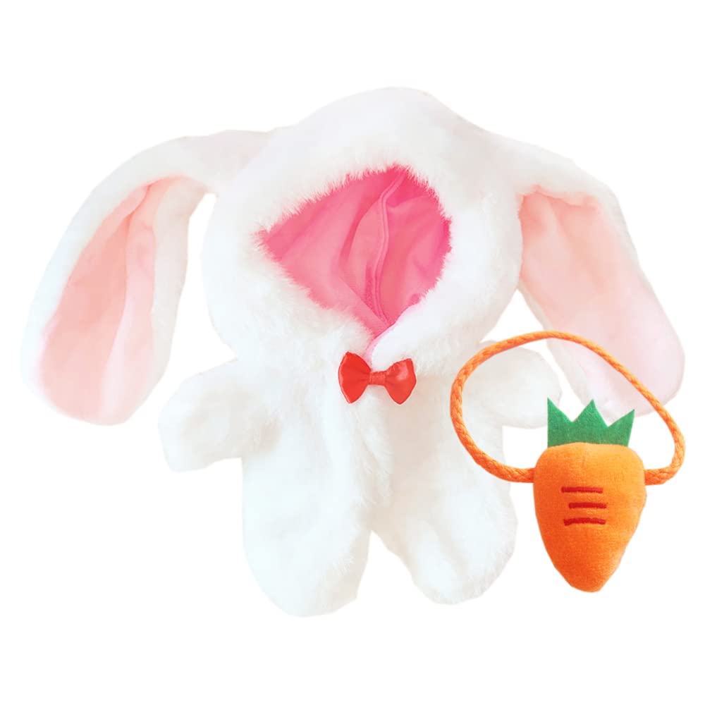 niannyyhouse 7.8in/20cm Plush Doll Clothes Set - White Rabbit Onesie & Backpack for 18-20cm Soft Dolls | Perfect for Dress Up, Role Play & Collectible Display