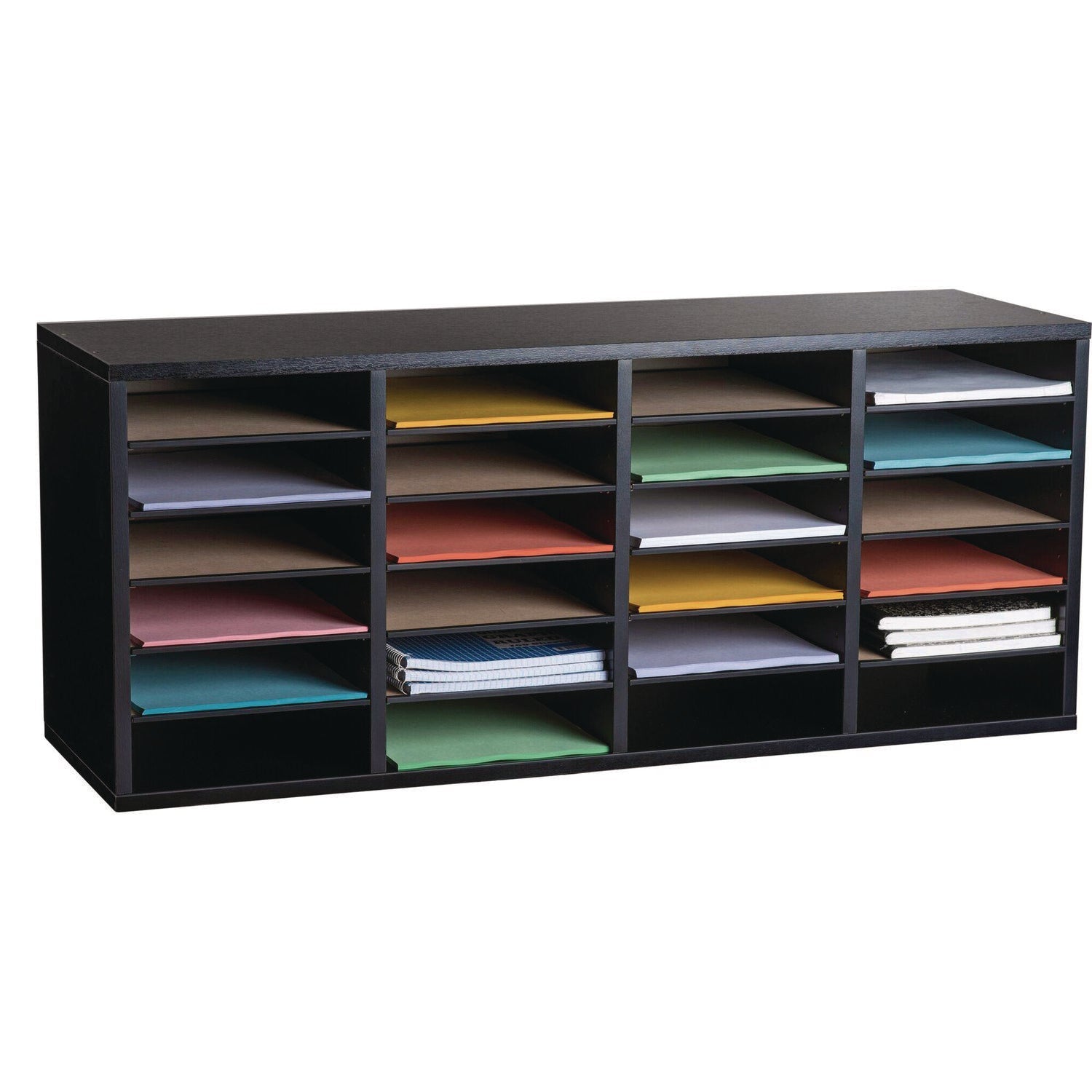 AdirOffice Wooden Letter Size Literature Organizer - 24 Adjustable Compartments, 39.3