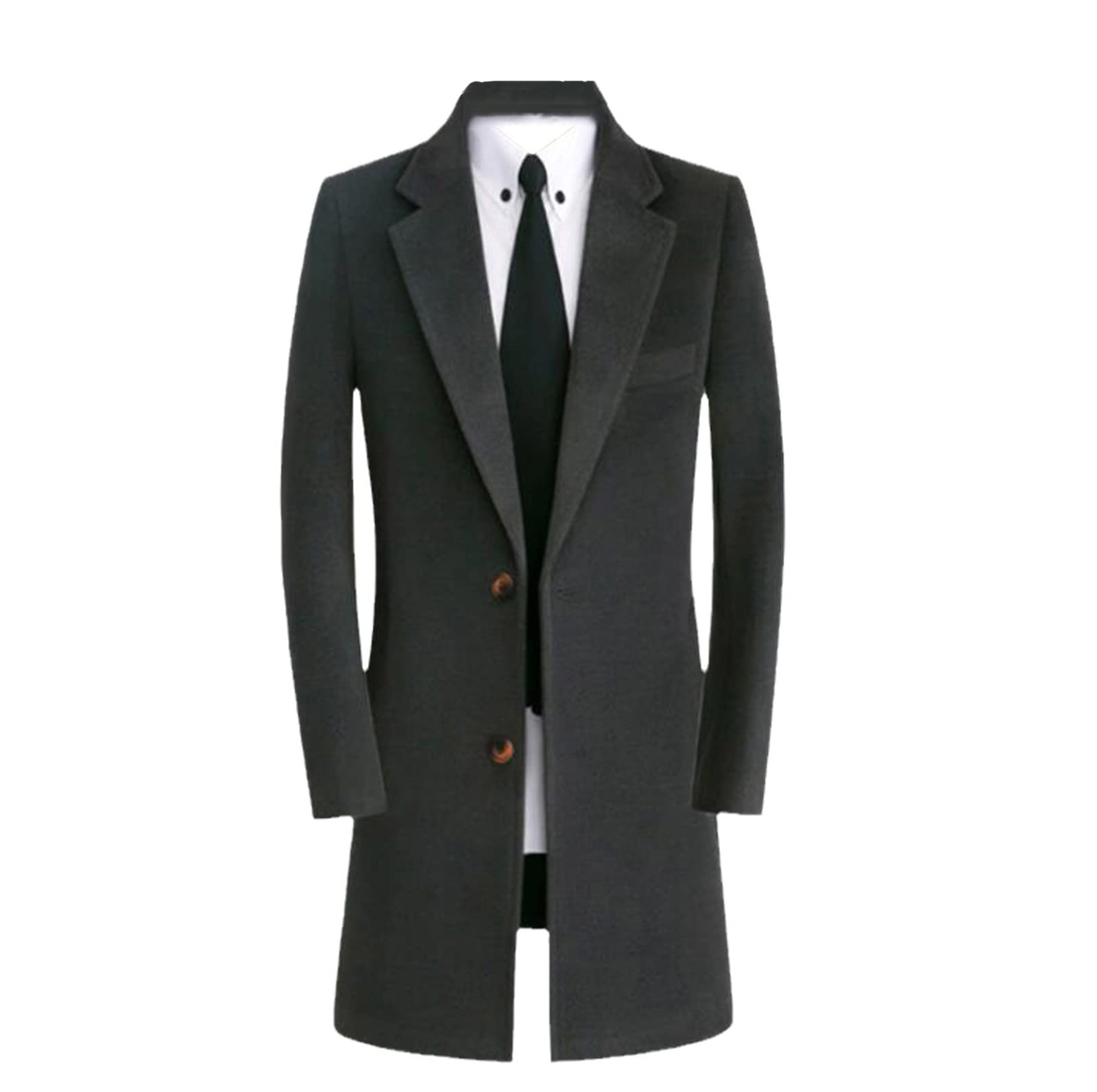 Men's Autumn Winter Wool Trench Coat - Long Sleeve Cashmere Overcoat in Khaki & Black | Warm Stylish Outerwear for Office, Dating & Formal Occasions