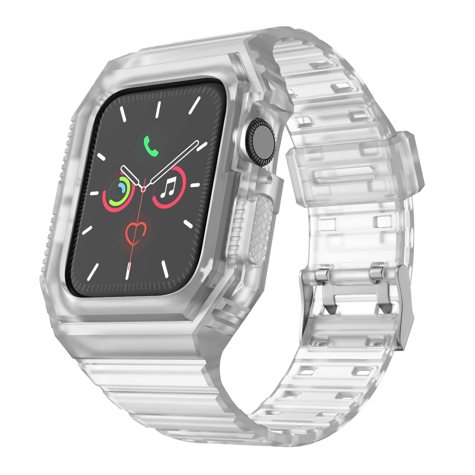 Durable Apple Watch Bands Compatible with Series 7/6/5/4/SE/3/2/1 (38mm 40mm 42mm 44mm) - Rugged TPU Sport Strap with Protective Bumper Case for Men & Women - Perfect for Workouts, Running & Outdoor Activities