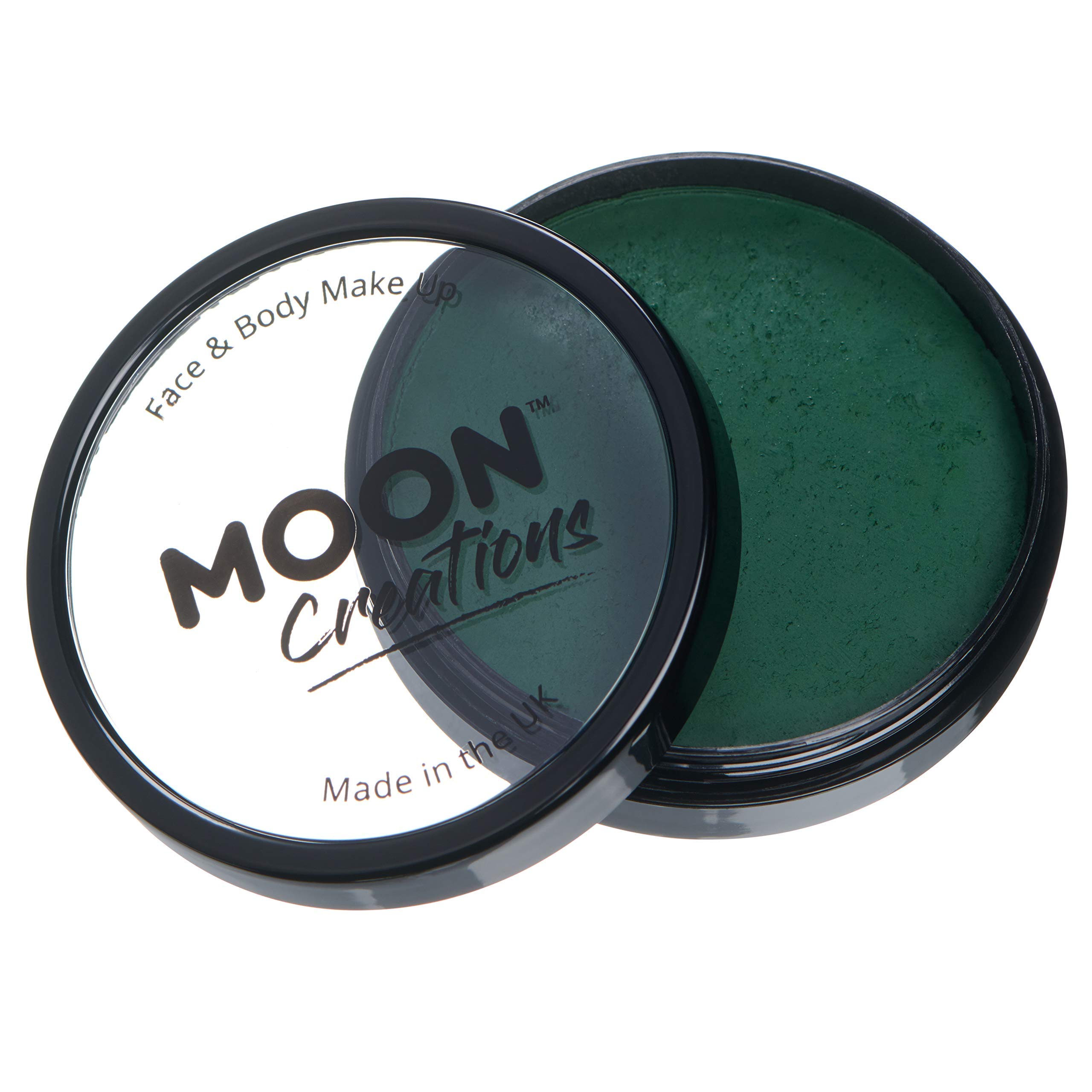 Professional Dark Green Face & Body Paint Cake Pots - Water-Based Makeup for Adults & Kids - 1.26oz - Perfect for Halloween, Cosplay, Theater & Face Painting Parties