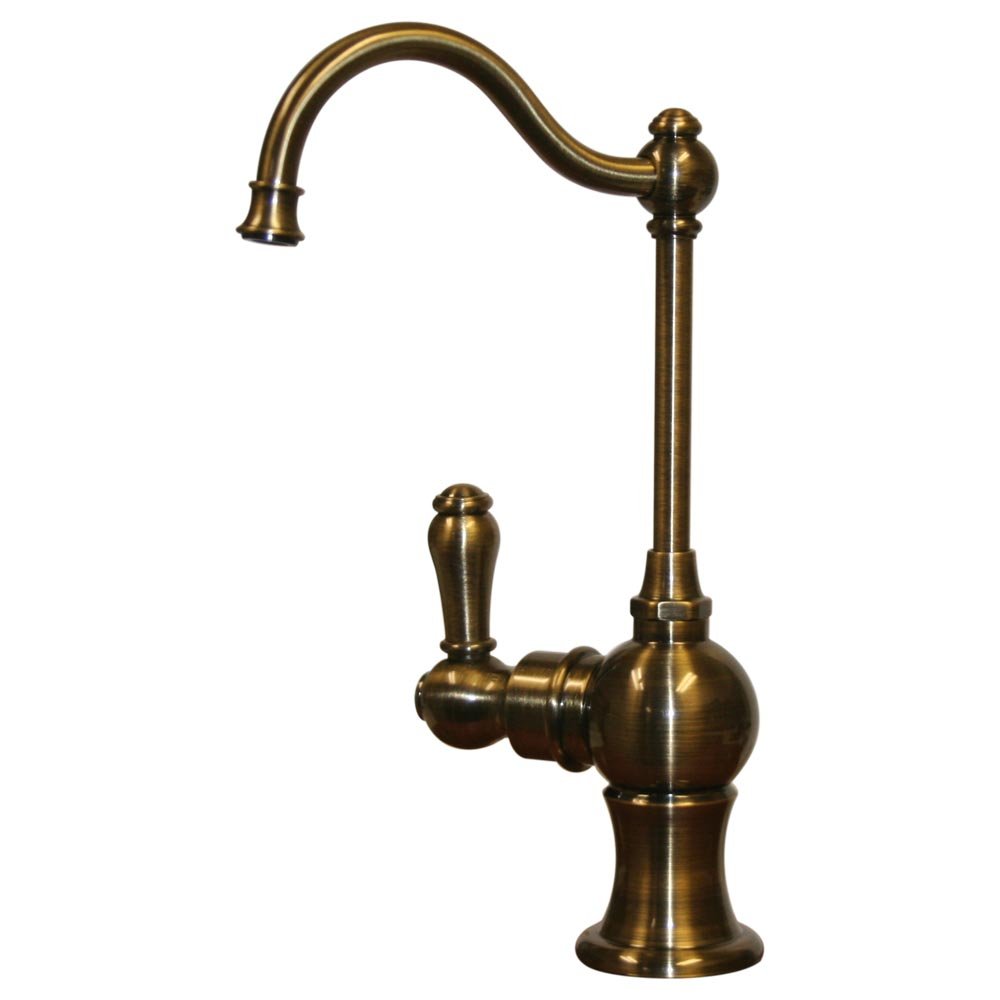 Whitehaus WHFH3-H4131-ABRAS Forever Hot Instant Hot Water Dispenser with Traditional Spout in Antique Brass Finish - Perfect for Kitchen, Office & Tea/Coffee Stations