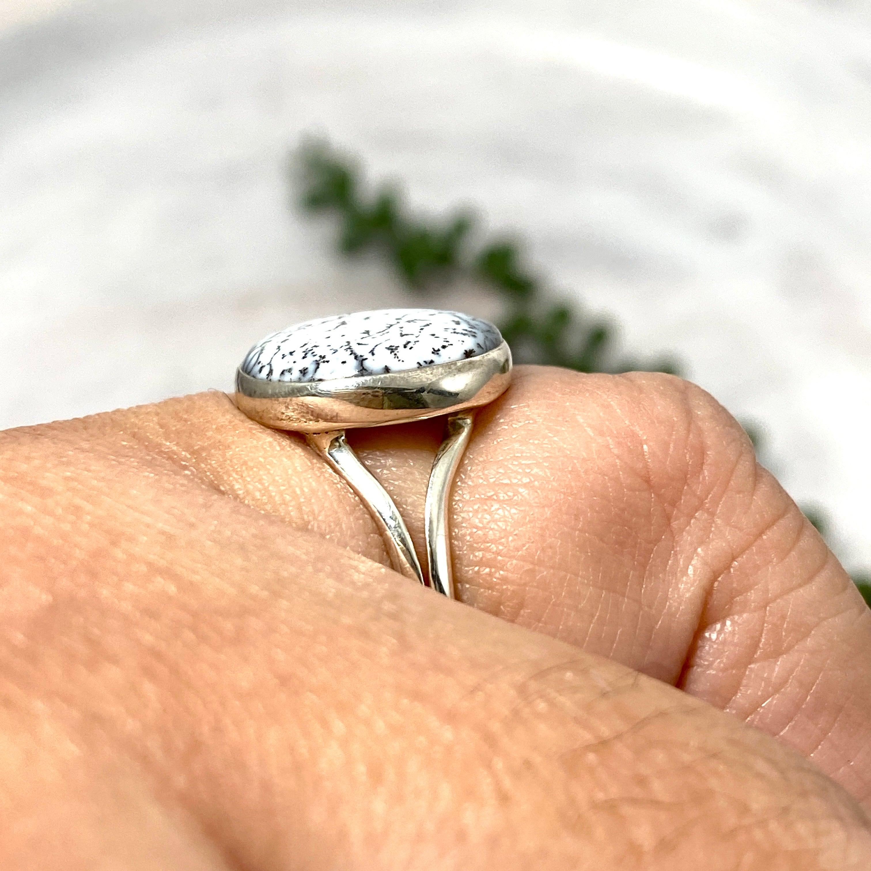 Dendritic Opal Round Ring Size 10 - KRGJ2295 | Elegant Handmade Jewelry for Women, Perfect for Weddings, Parties & Gifts
