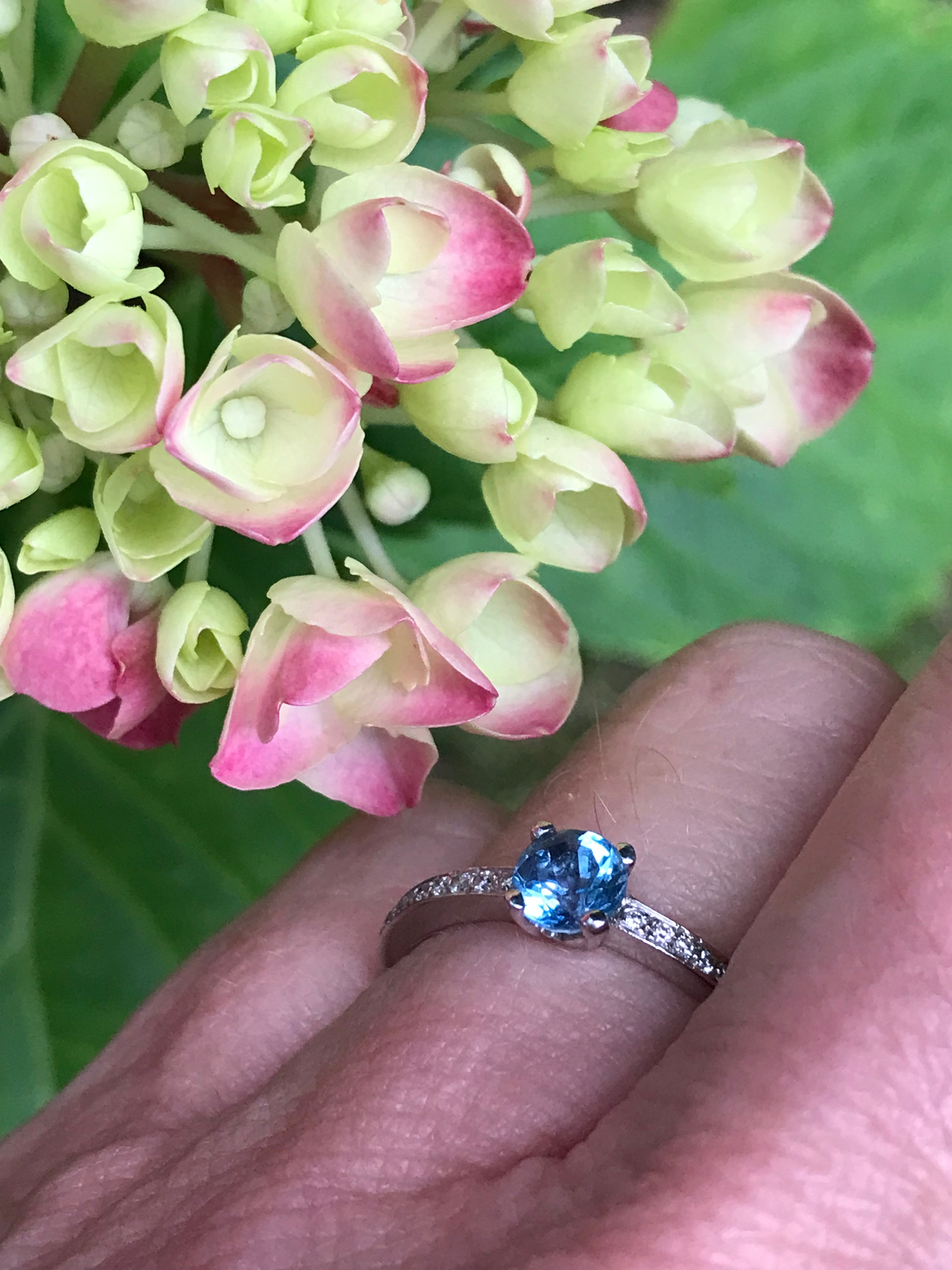 Platinum Aquamarine & Diamond Ring for Women - Elegant March Birthstone Jewelry - Perfect for Engagement, Wedding, Anniversary & Special Occasions