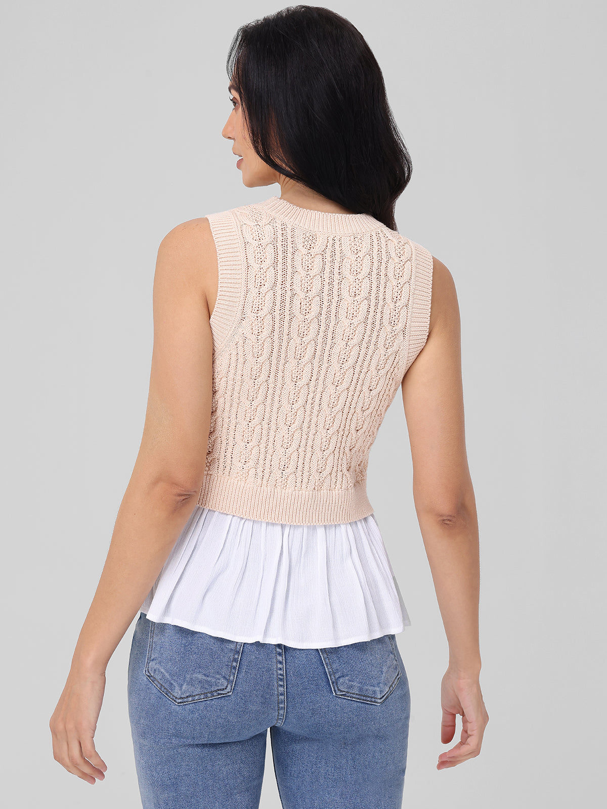 Camilia Mixed Media Cable Tank Top - Women's Fashion Knitwear for Casual & Layering | Perfect for Summer Outfits, Beachwear & Everyday Style