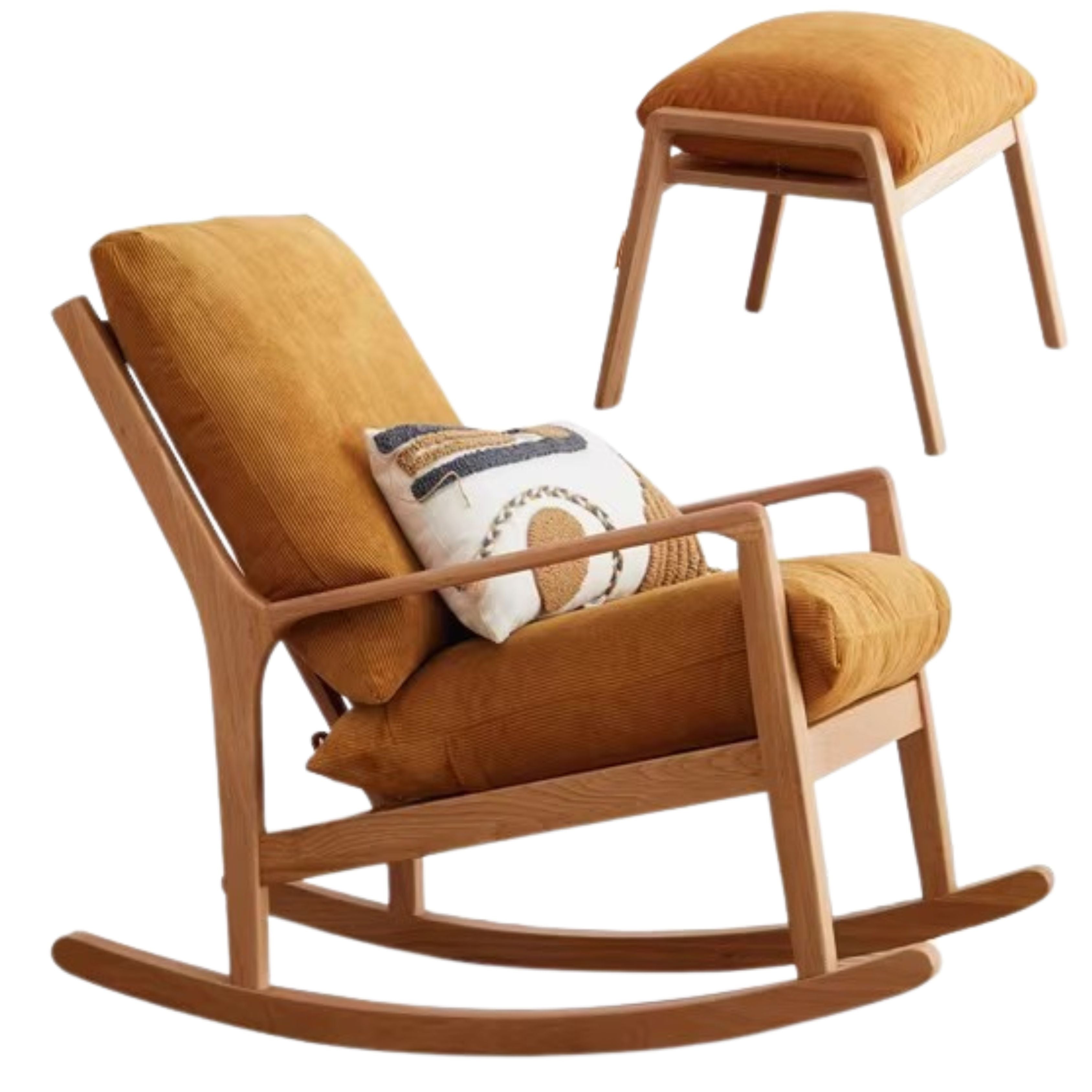 39.4x26x32.3 inch /100x66x82сm /Natural Wood Color/ solid wood rocking chair + footrest