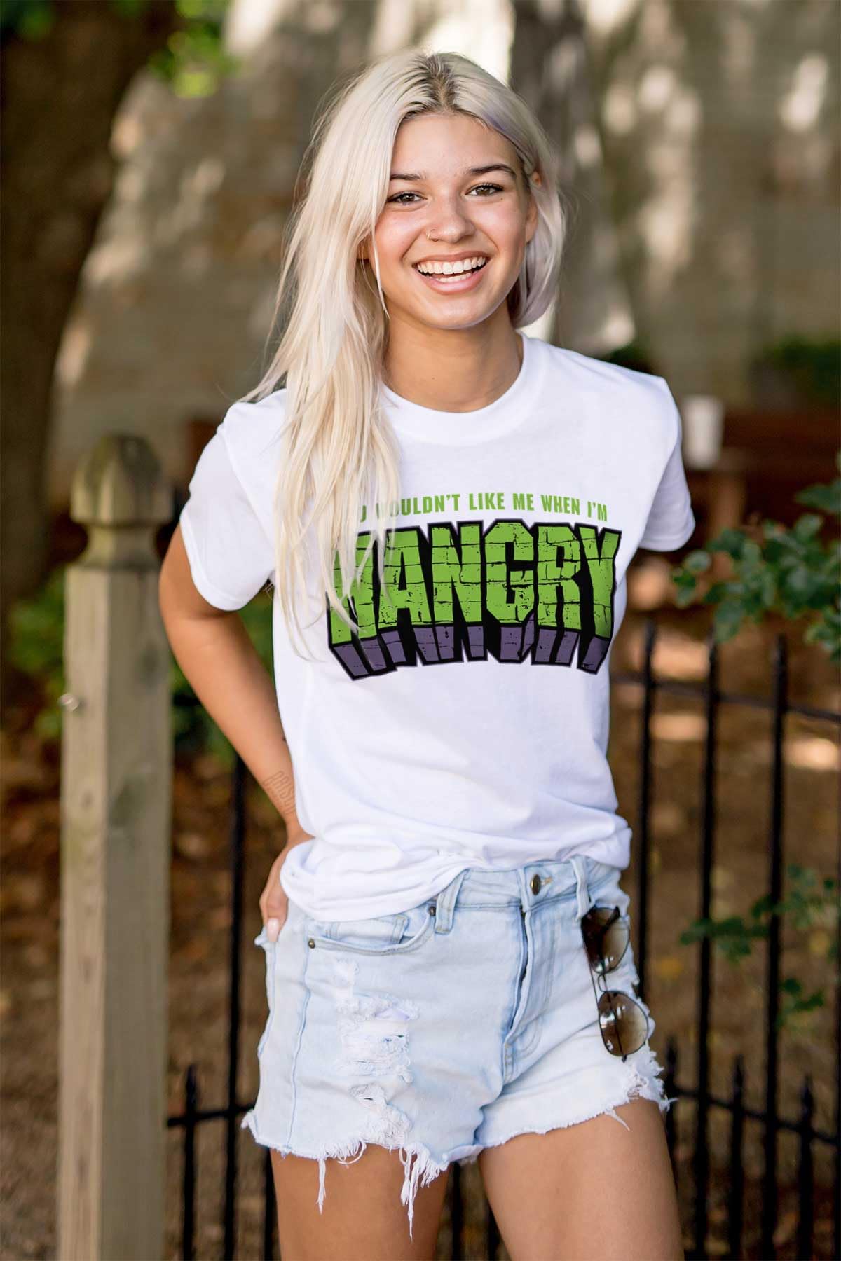 Brisco Brands Hangry Angry Food Smash Graphic T-Shirt for Men & Women - Gym Workout, Casual Wear & Funny Gift Idea