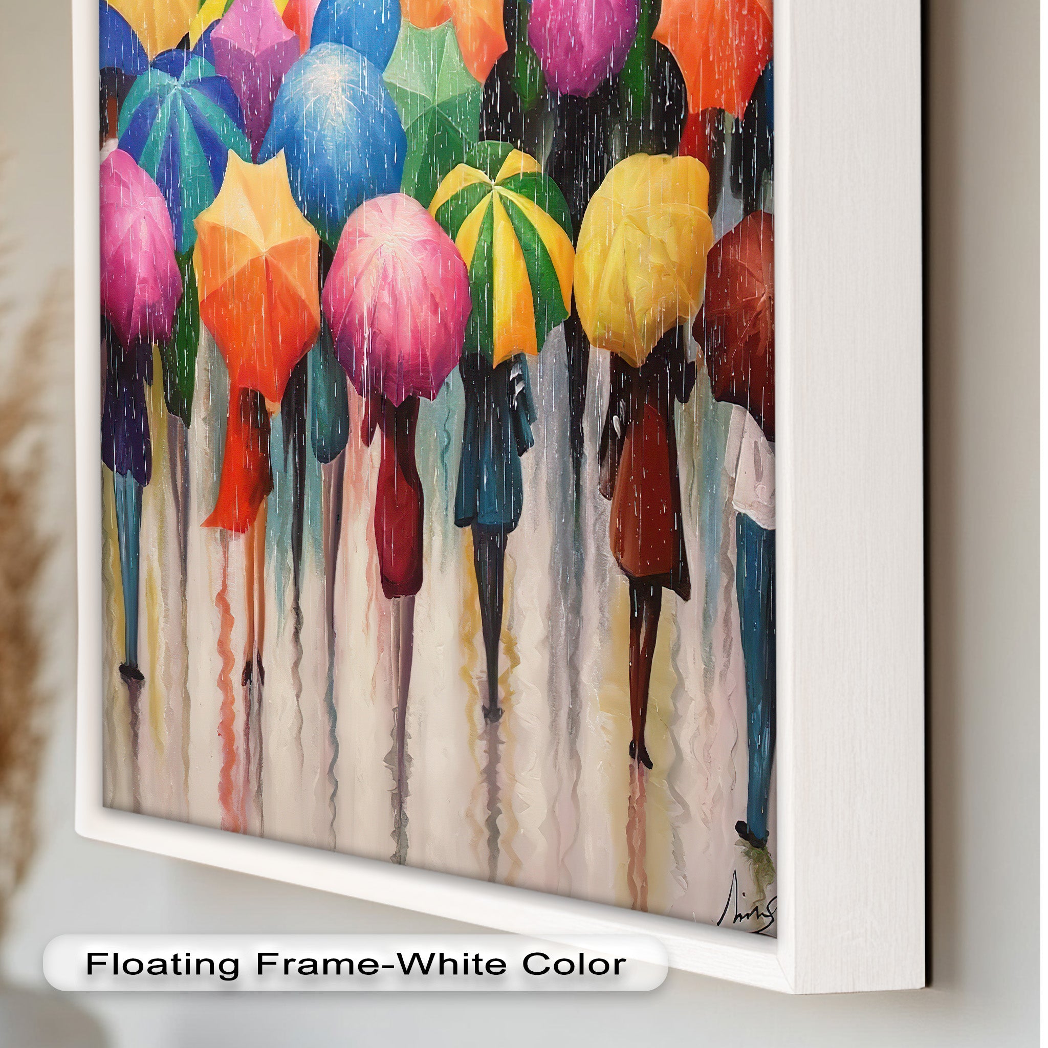 Vibrant Abstract Oil Painting - City Rain Melody Artwork for Home Decor & Office Wall Art | Modern Canvas Painting for Living Room, Bedroom & Office Spaces