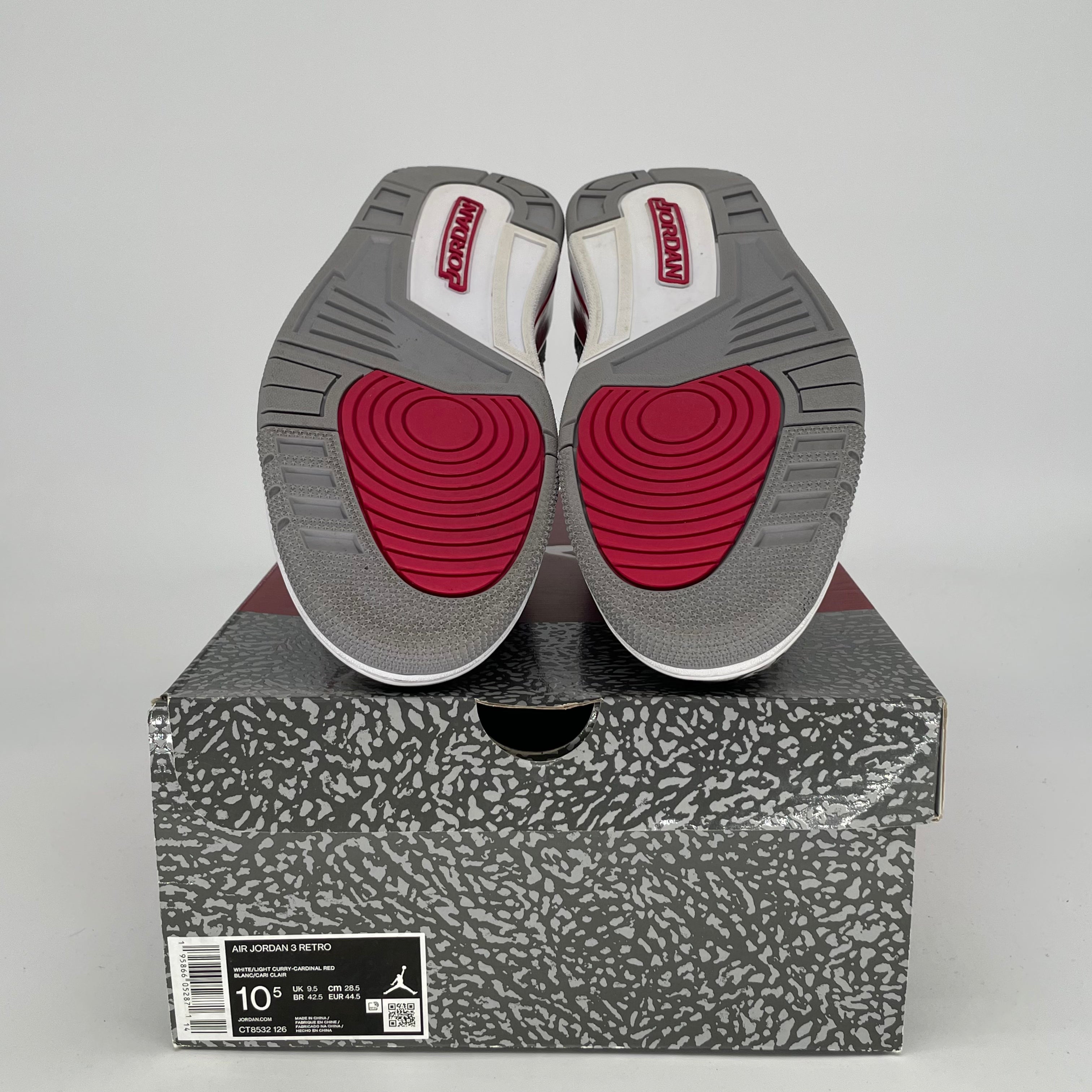 AIR JORDAN 3 Cardinal Red Retro Basketball Shoes - Men's Size 10.5/Women's 12 (CT8532-126) - Perfect for Streetwear & Sneaker Collection
