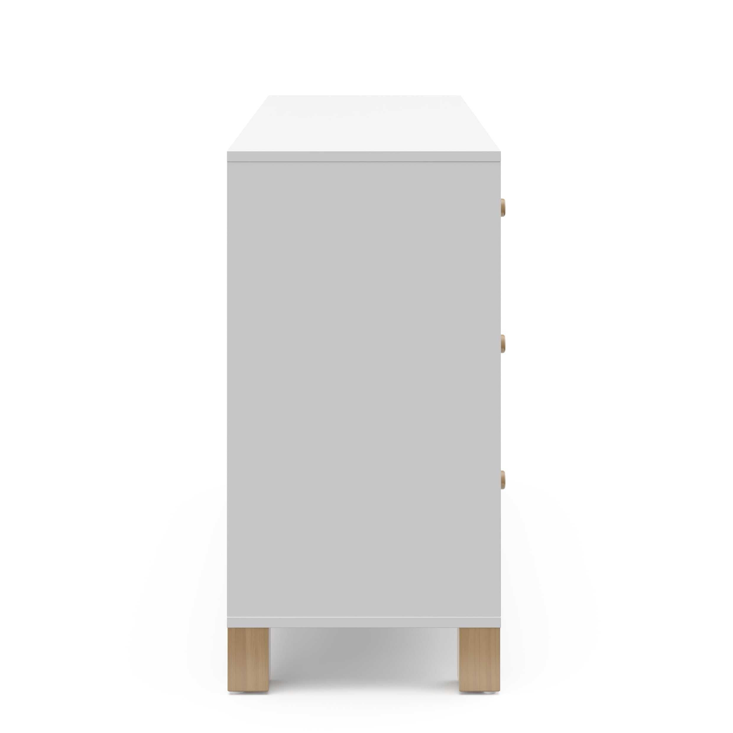 Storkcraft California 6-Drawer Double Dresser in White with Driftwood Finish - GREENGUARD Gold Certified, Sturdy Interlocking Drawer System, Kids Bedroom Dresser with Drawer Organizer for Clothes & Toys Storage - Perfect for Nursery, Toddler Room & Children's Bedroom Organization