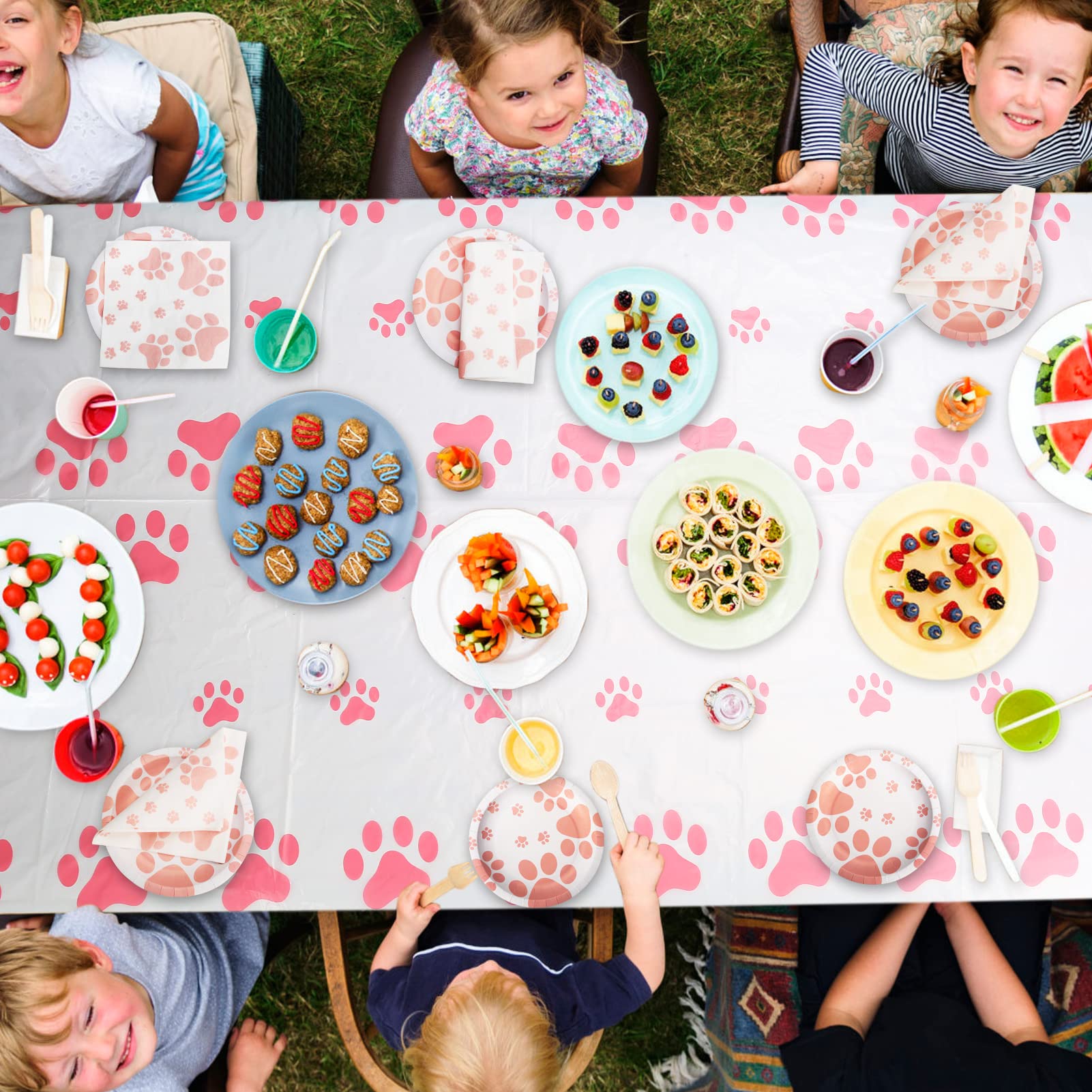 Dog Birthday Party Decorations Set - 20 Paper Plates, 20 Napkins & 1 Tablecloth - Pink Puppy Theme Supplies for Dog Lovers | Perfect for Puppy Themed Birthday Parties, Showers & Celebrations