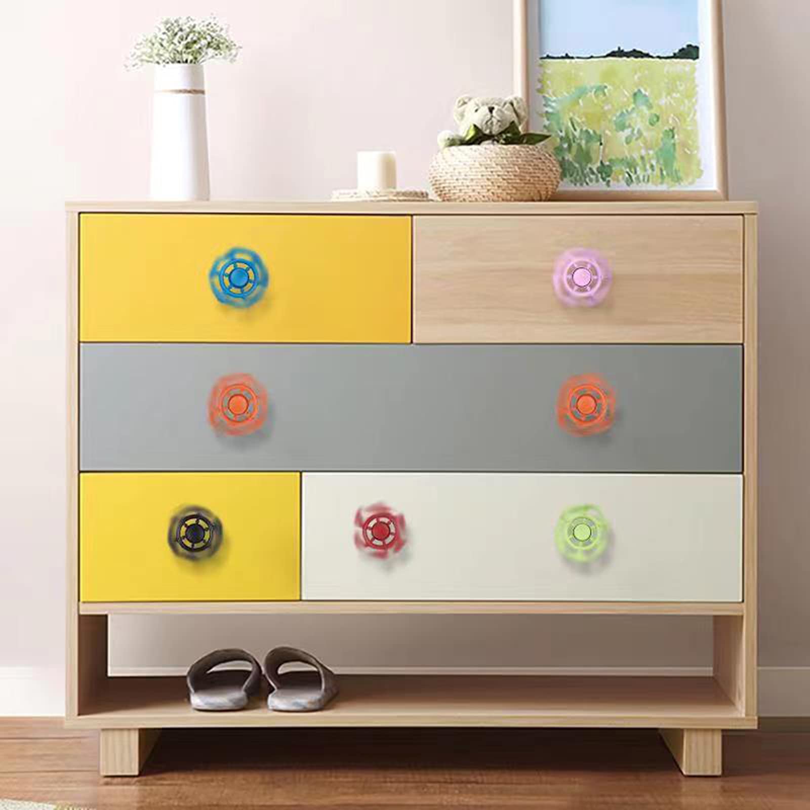 OLAYA Creative Zinc Alloy Gyro Handle - Modern Simple Cabinet Knobs for Kids Room, Kitchen Drawers & Wine Cabinets (4-Pack, Orange) - Durable & Stylish Hardware for Home Decor & Furniture Upgrade