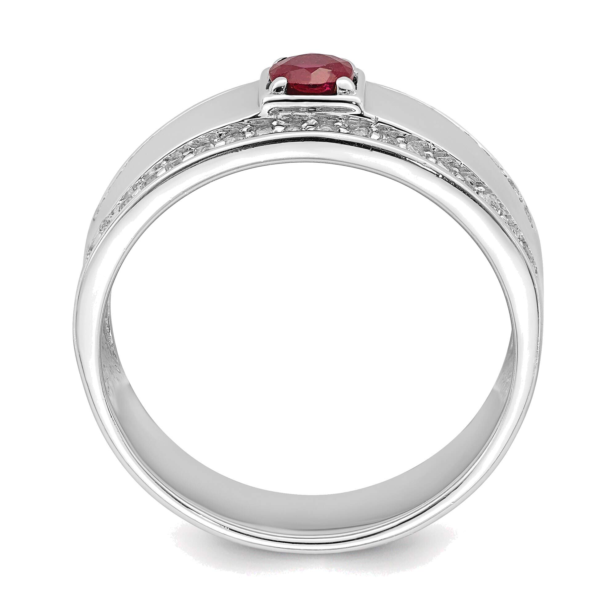 Bonyak Men's African Ruby & White Topaz Sterling Silver Ring Size 9 - Elegant Wedding Band, Anniversary Gift for Him, Perfect for Special Occasions & Everyday Wear