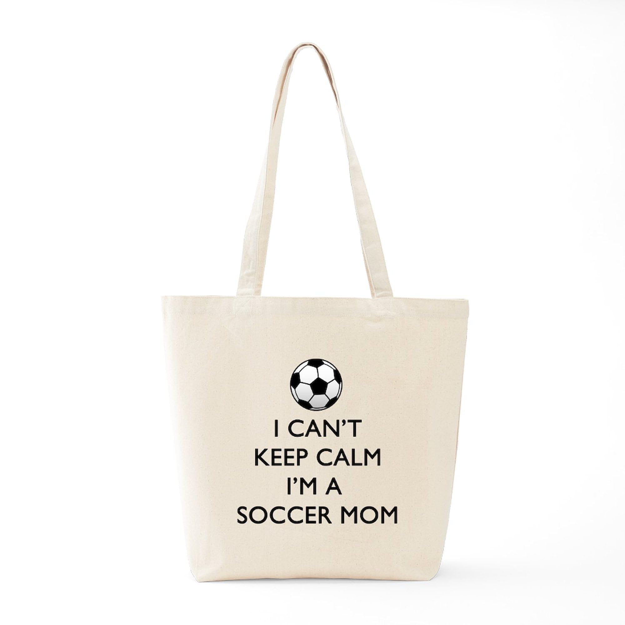 Keep Calm Soccer Mom Tote Bag - Natural Canvas Reusable Shopping Bag for Women | Perfect for Groceries, Beach Trips & Soccer Games