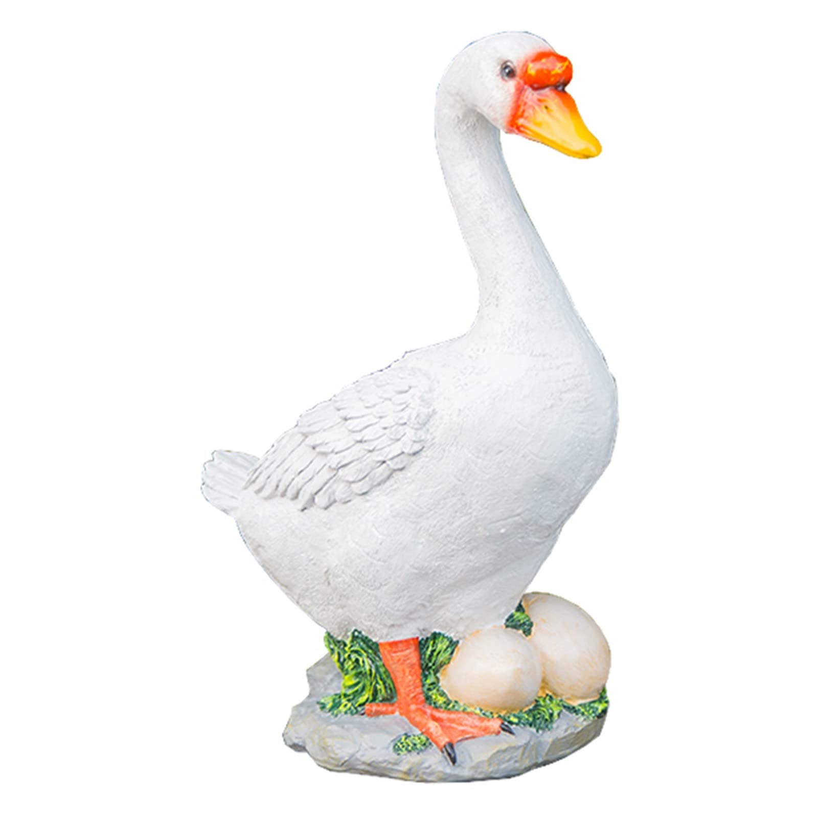 ERTUO White Goose Duck Statue - Realistic Outdoor Garden Decor, Landscape Sculpture for Parks, Yards & Patios - Durable Resin Animal Figure (Color: White Goose) - Perfect for Lawn Ornaments, Farmhouse Decor & Backyard Landscaping