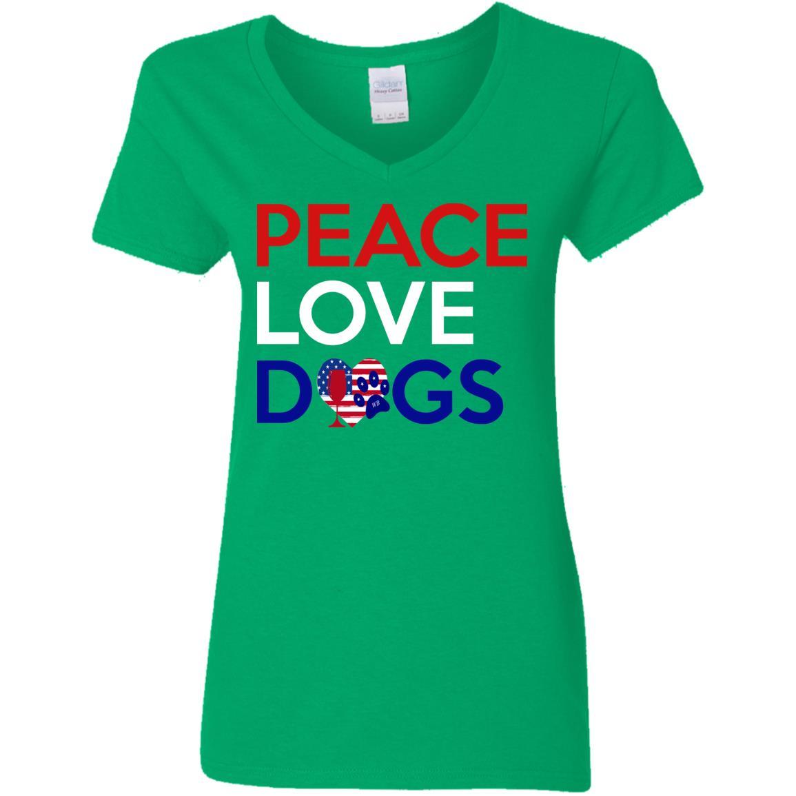 Peace Love Dogs Women's 5.3 oz V-Neck T-Shirt | Soft Cotton Casual Tee for Dog Lovers | Perfect for Casual Wear, Dog Walks & Pet Lover Gifts