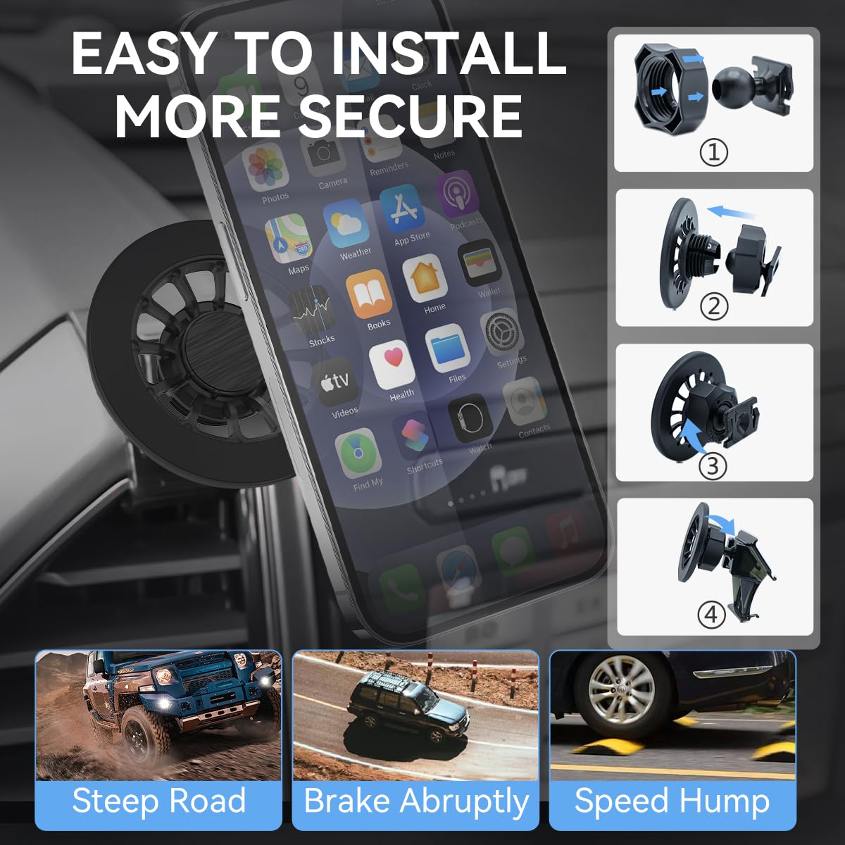 360° Adjustable Car Phone Holder for Ford F-150 2015-2020 - Perfect for iPhone & Driving