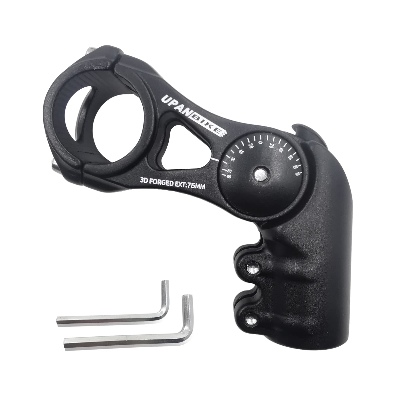 UPANBIKE Adjustable Bike Stem 31.8mm - 75mm/95mm/130mm Aluminum Alloy Handlebar Riser Extender for MTB, Road Bike, BMX - 130 Degree Angle for Comfortable Riding on Mountain Trails & Urban Commutes