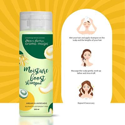 Aroma Magic Moisture Boost Shampoo for Dry & Chemically Treated Hair - With Argan Oil, Avocado & Grapefruit Extracts | Deep Moisturizing, Strengthening & Hair Growth Treatment | 200ml | Perfect for Damaged Hair Care & Salon-Like Results at Home