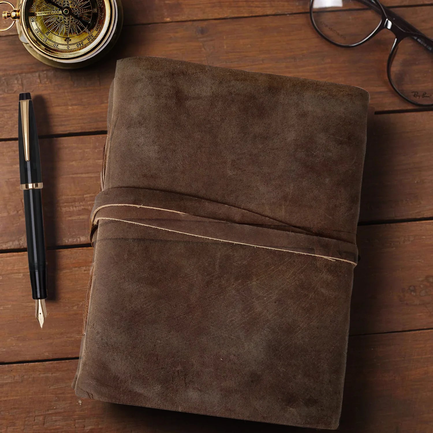 Handmade Leather Bound Journal - Premium Writing Notebook for Men & Women - Perfect for Travel, Journaling & Note Taking