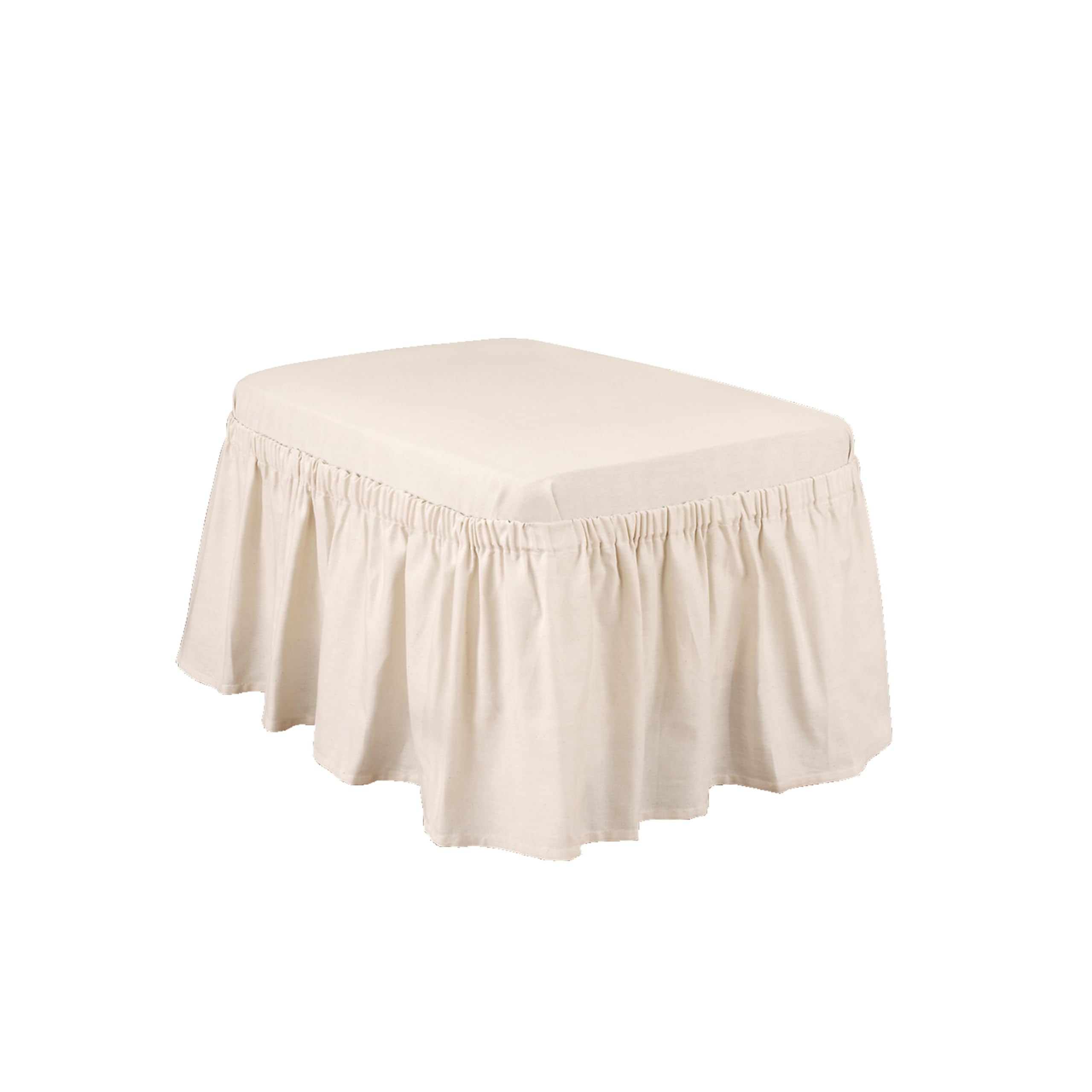 SureFit Cotton Duck 2-Piece Ottoman Slipcover - Full Length Relaxed Fit, 100% Cotton, Machine Washable - Perfect for Living Room, Bedroom & Home Decor