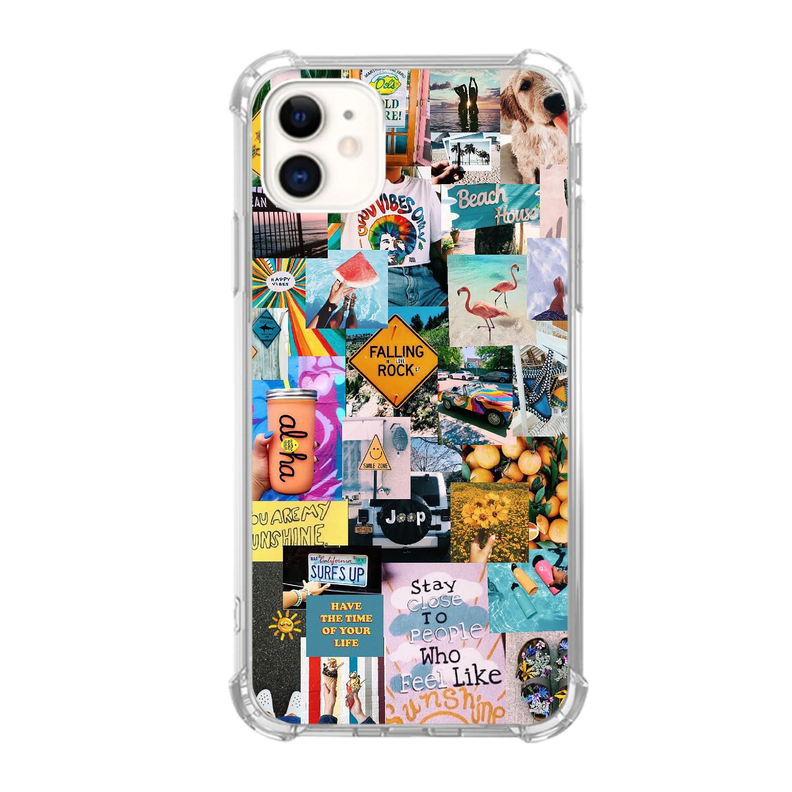 Summer Vibe Aesthetic Beach Phone Case for iPhone 11 - Sunshine Flower TPU Bumper Cover with Collage Design | Perfect for Vacations, Beach Trips & Summer Outings
