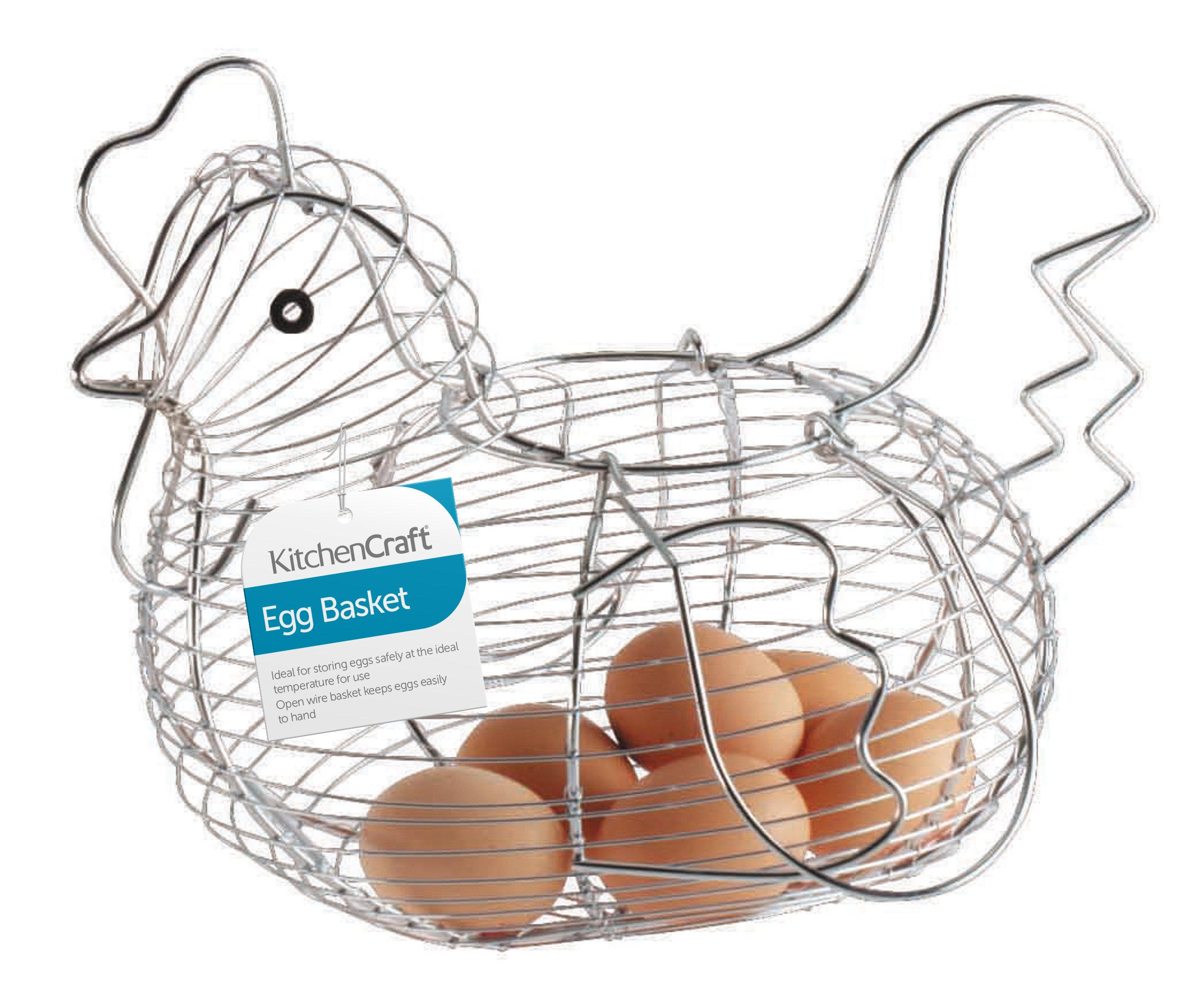 KitchenCraft Chrome Plated Chicken Shaped Egg Basket - 13.4