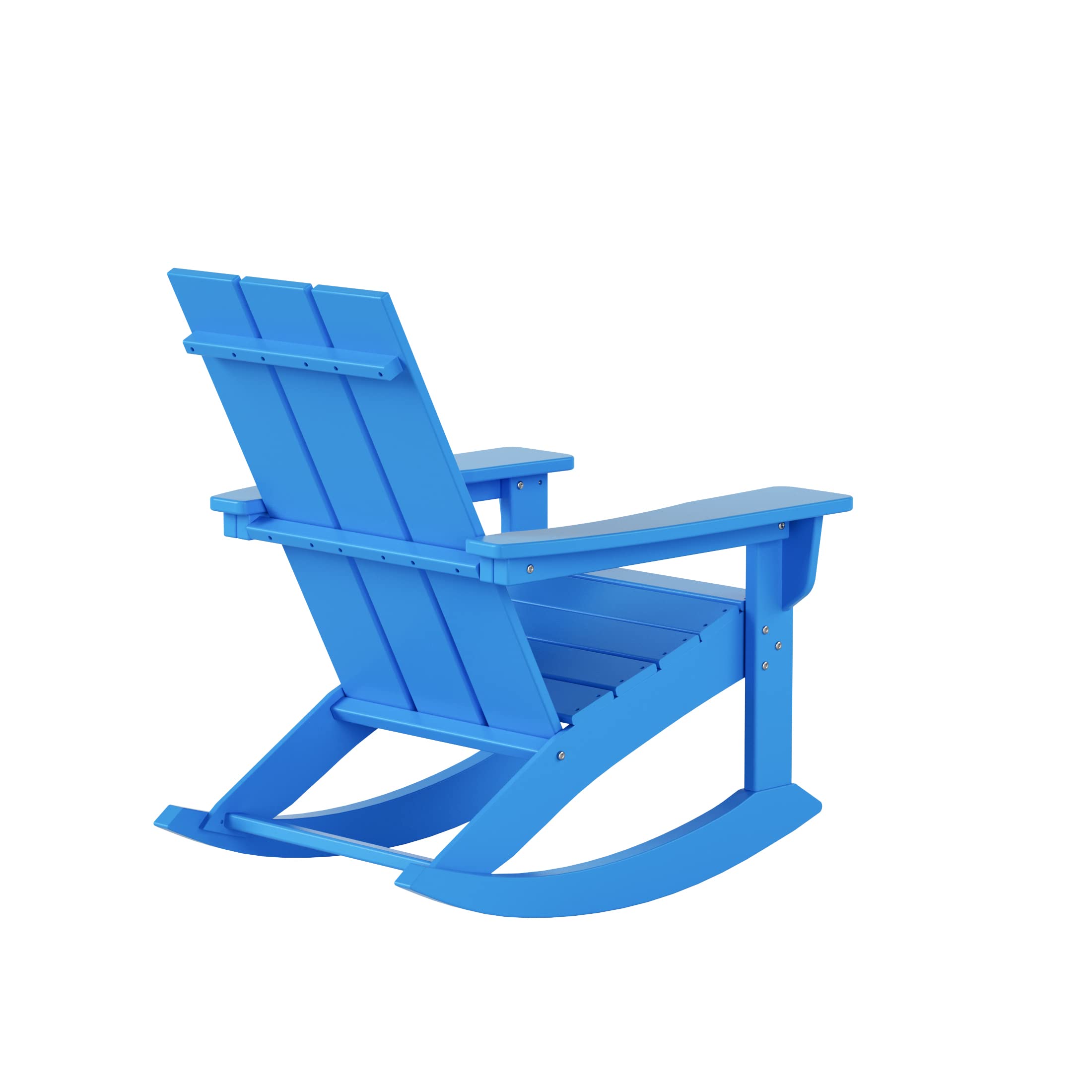 WO Home Furniture 4-Piece Patio Rocking Chair Set - Modern Outdoor HDPE UV-Resistant Rocking Chairs in Pacific Blue - Perfect for Backyard, Garden, Poolside & Porch Relaxation