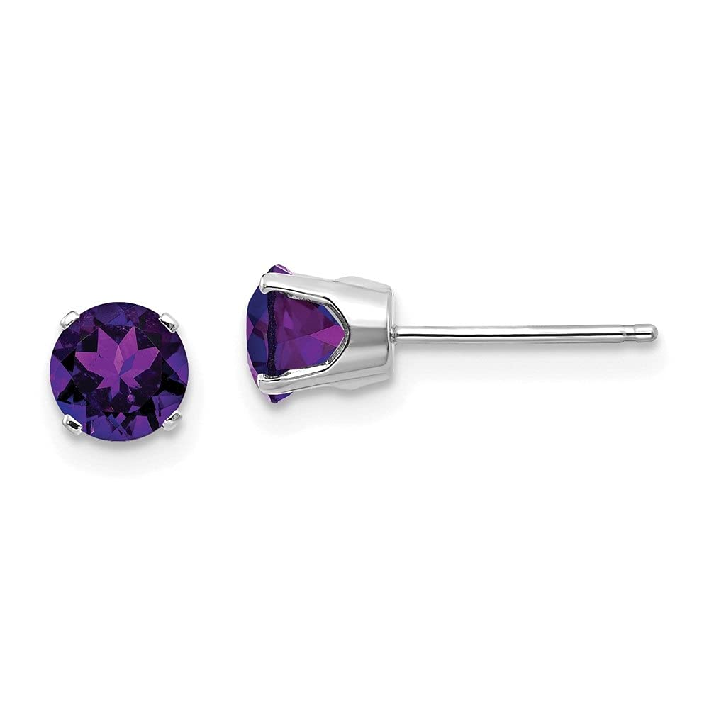 14K White Gold 5mm Amethyst Stud Earrings for Women - Diamond2Deal Fine Jewelry | Elegant Gift for Birthday, Anniversary & Special Occasions