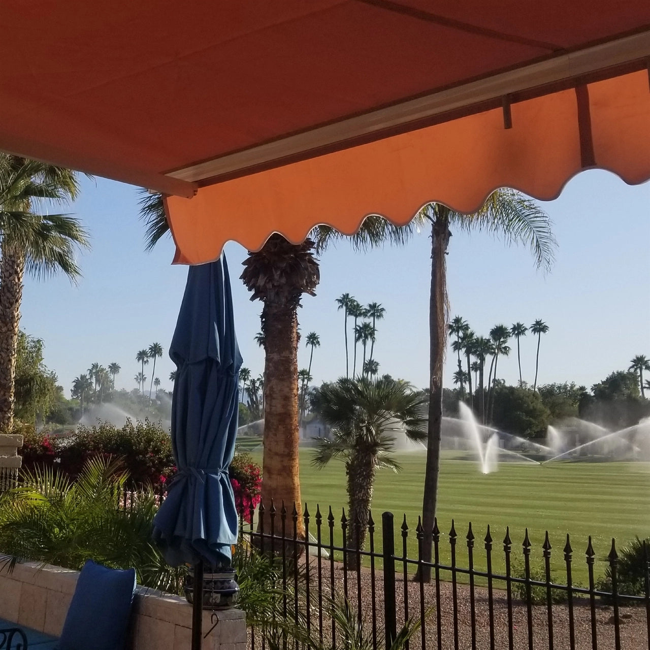 Aleko 10x8 Feet Motorized Retractable Patio Awning - White Sand Frame for Outdoor Shade & Sun Protection - Perfect for Backyard, Deck, and Poolside Relaxation
