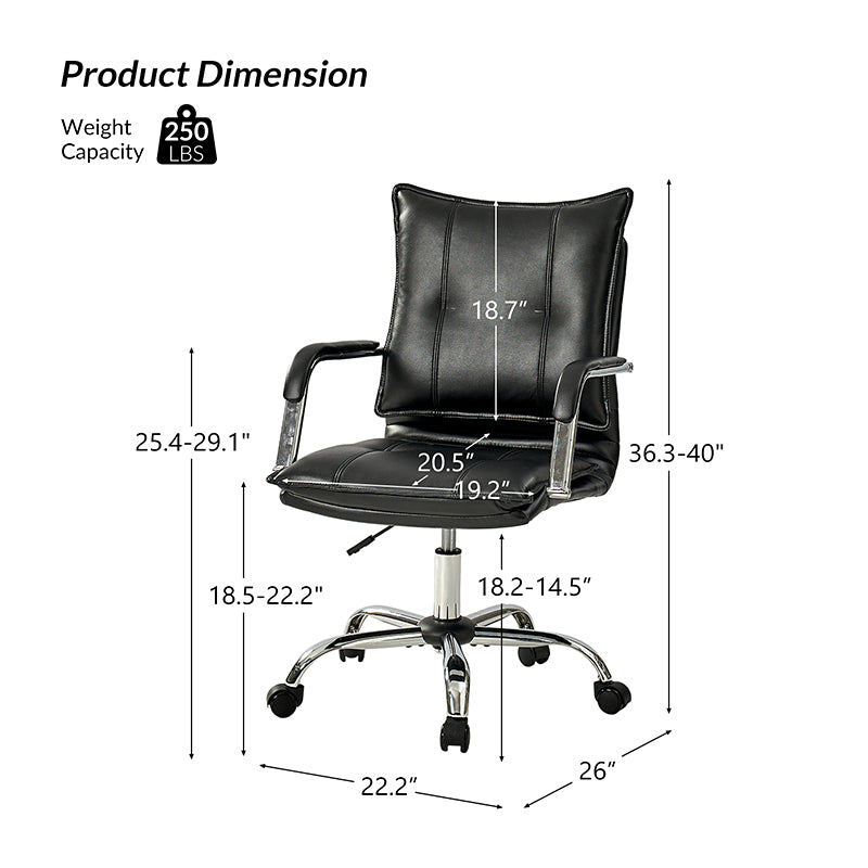 Ergonomic Doug Task Chair with Padded Arms - Adjustable Office Chair for Home & Work - Comfortable Desk Chair with Lumbar Support for Long Hours Sitting