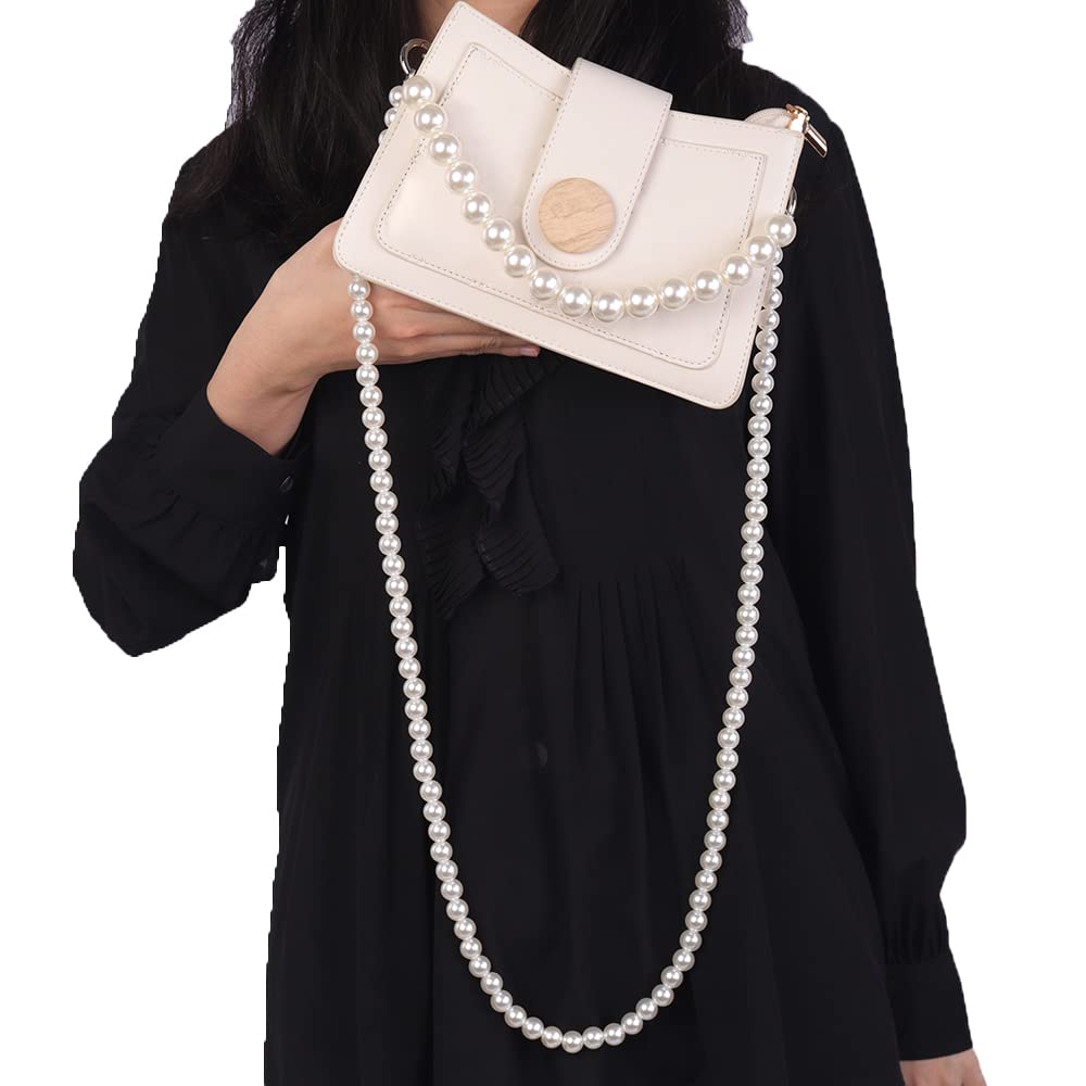 Wiwpar Long Imitation Pearl Purse Handbag Chain Strap - Adjustable Shoulder & Crossbody Bag Replacement Strap with Metal Buckles (Style 2) - Perfect for Evening Bags, Clutches & Fashion Accessories