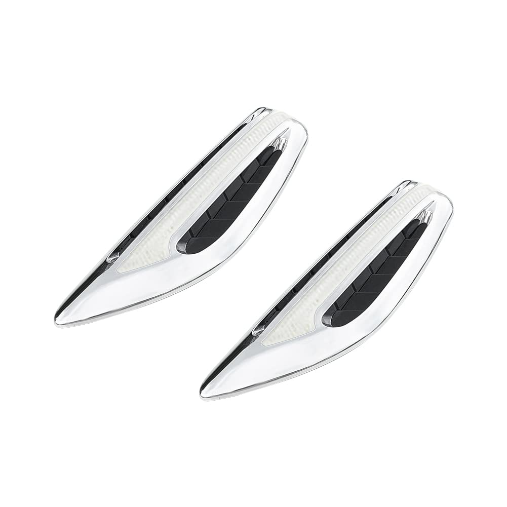 Universal Car Side Vents Stickers - 2PCS ABS Air Intake Flow Vent Cover Decorative Fender Trim (White) | Enhance Vehicle Style for Sports Cars & Custom Rides