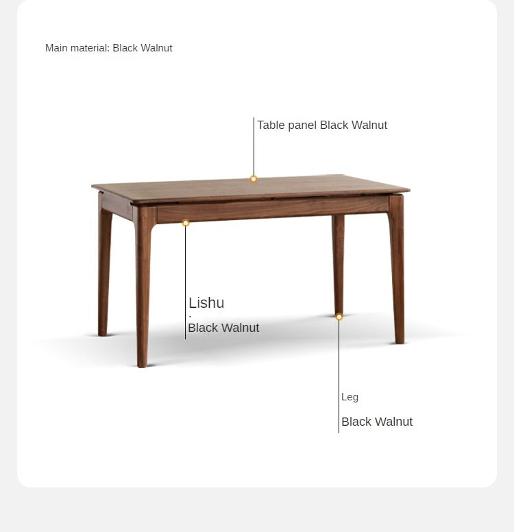Solid Black Walnut Wood Rectangular Dining Table - 8 Seater Long Farmhouse Table for Dining Room & Kitchen | Rustic Home Decor & Entertaining Furniture