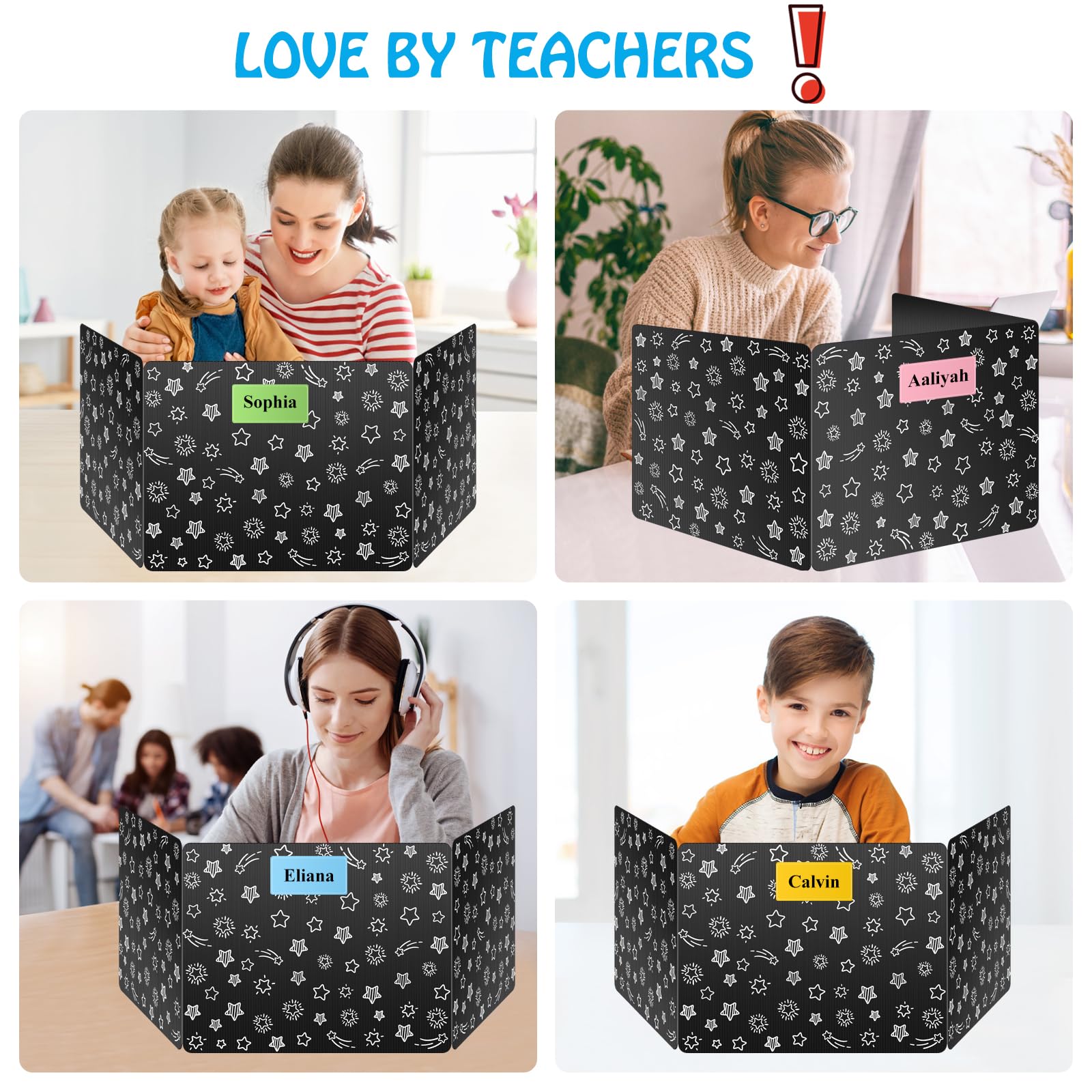 24-Pack Black Waterproof Plastic Desk Dividers for Students - Durable Study Carrel & Testing Privacy Shields - Easy to Clean Classroom Supplies for Teachers | Perfect for Exams, Study Sessions & Organized Learning Spaces