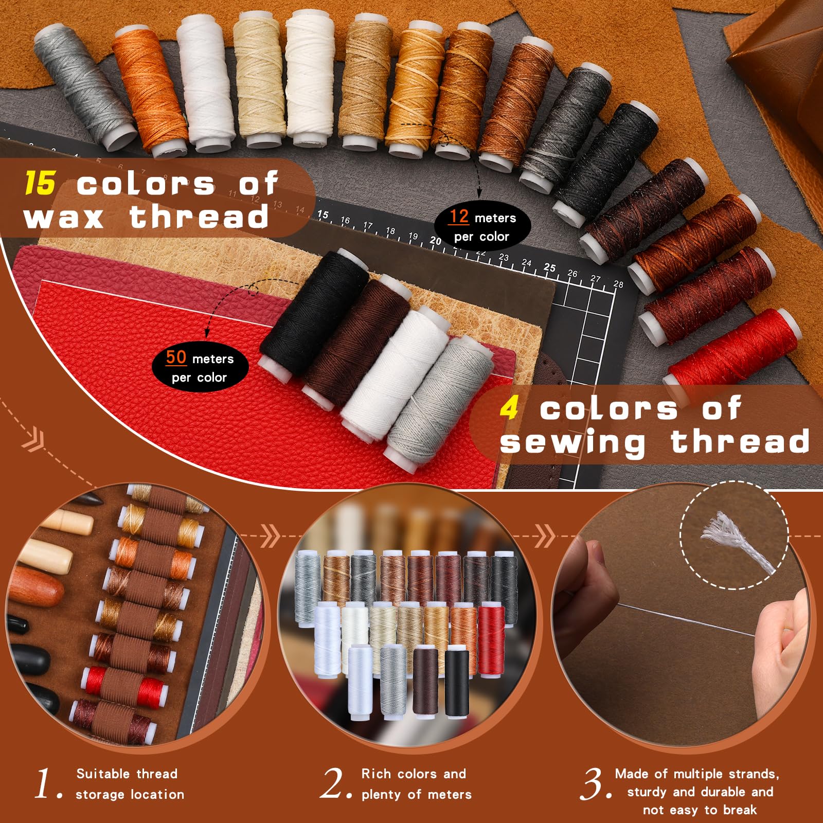 Professional Leather Craft Tool Kit - Leather Working Tools Set with Custom Handbag Cutting Mats, Engraving Punching & Sewing Stamping Sanding Tools for DIY Leather Projects | Perfect for Leather Crafting, Bag Making & Shoe Repair