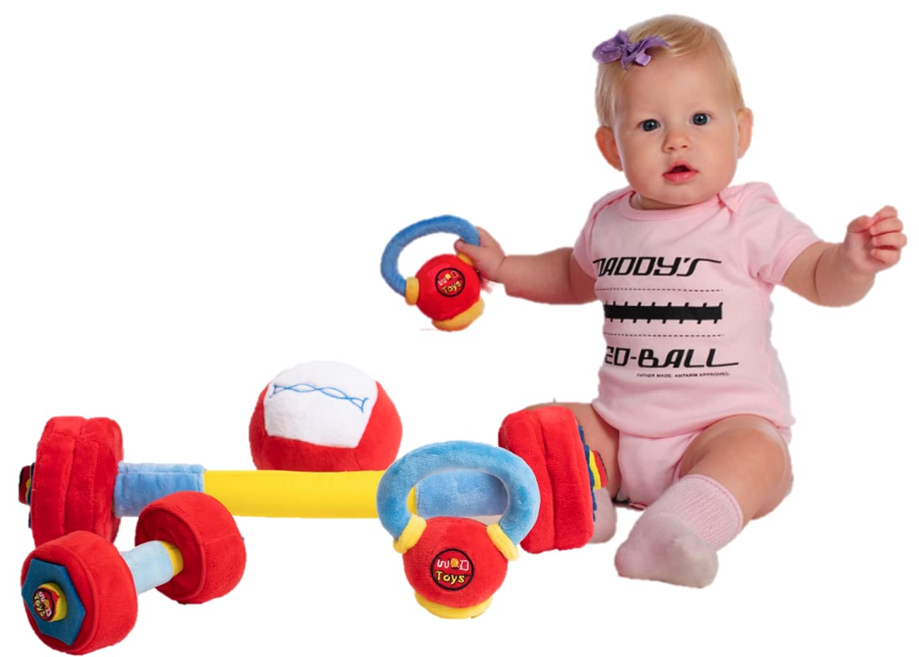WOD Toys® Baby Fitness Plush Set with Rattles & Sensory Sounds - Safe & Durable Developmental Toys for Newborns 0-12 Months - Perfect for Tummy Time, Sensory Play & Early Learning Activities