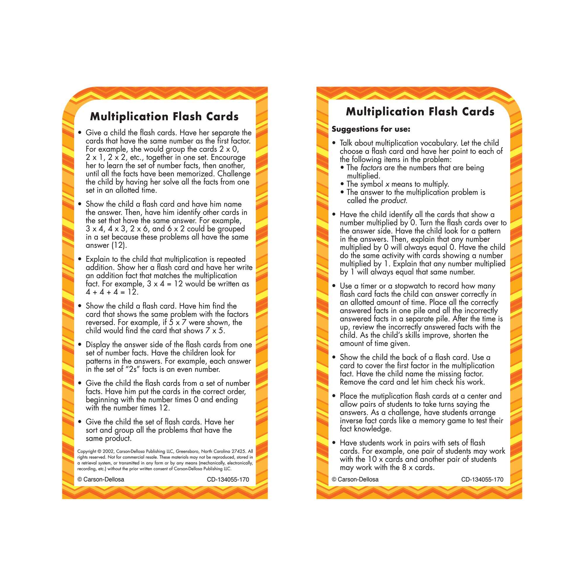 Multiplication Flash Cards for Kids Ages 8-12 | Times Table Learning Cards for 3rd, 4th & 5th Grade Math Practice | Carson Dellosa Educational Flashcards with Answers | Perfect for Homeschool, Classroom & Tutoring
