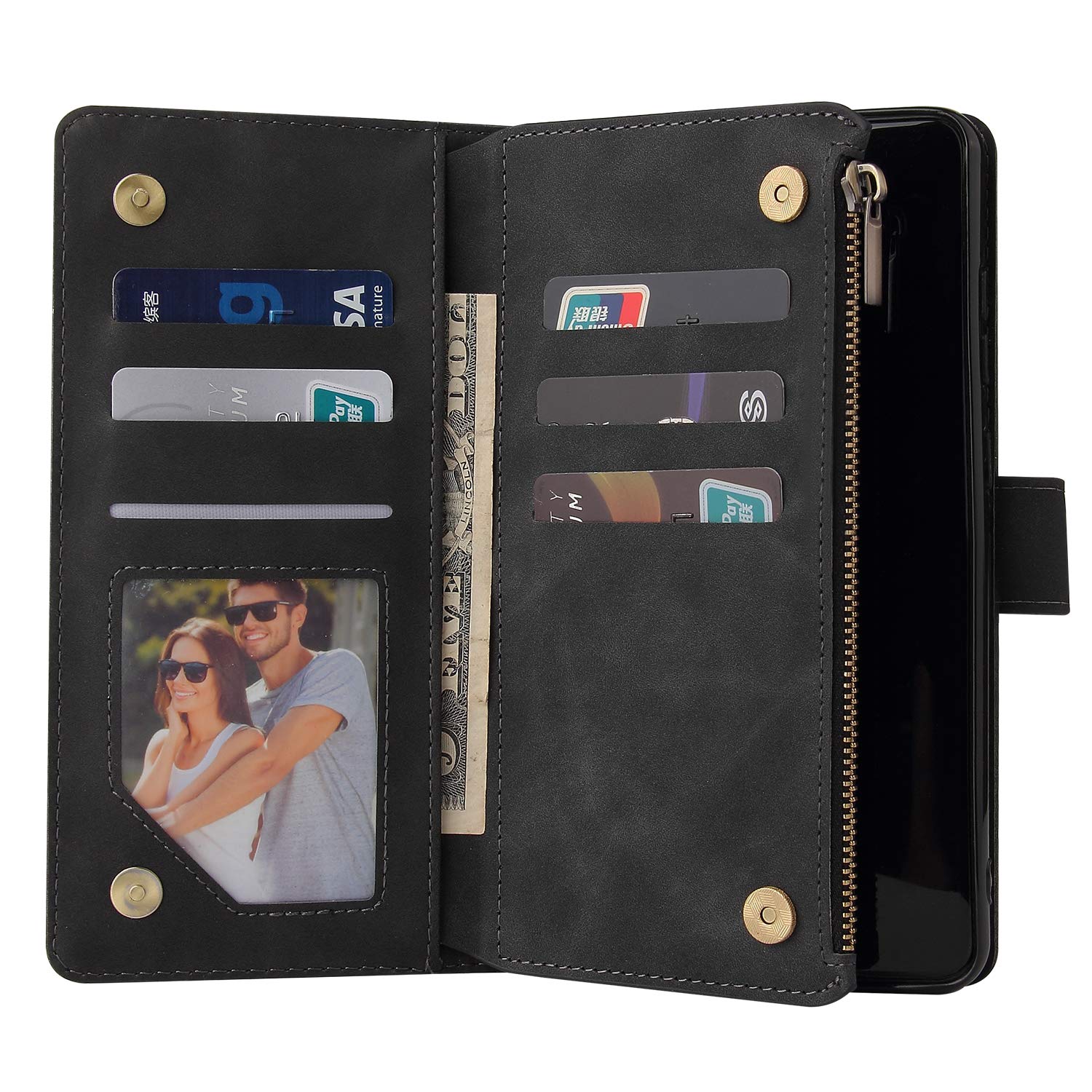 ASUWISH Wallet Case for Samsung Galaxy A72 5G/4G - Leather Flip Cover with Card Holder & Stand, Tempered Glass Screen Protector Included | Premium Phone Case for Women & Men in Black | Perfect for Work, Travel & Daily Protection
