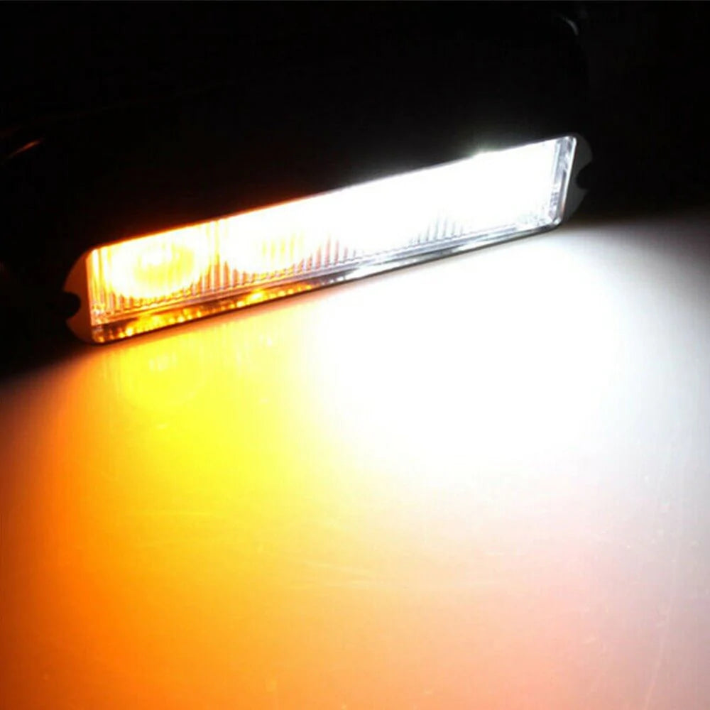 4-Pack Waterproof LED Emergency Strobe Light Bars - Amber & White Colors - for Trucks, Emergency Vehicles, Construction & Road Safety Warning Lights