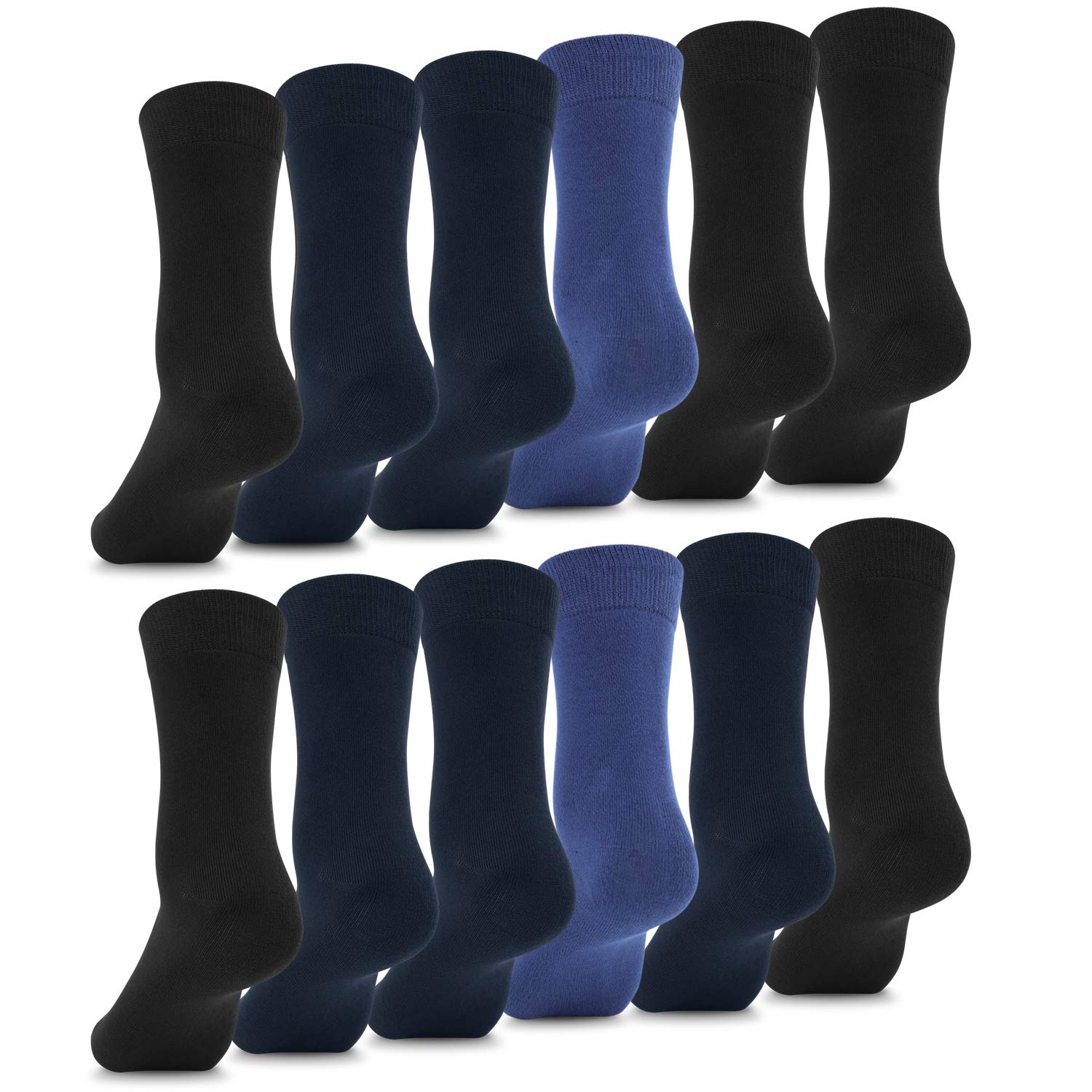Fullluwaa Men's & Women's Black Cotton Dress Socks - 10/12 Pairs Pack with Comfort Waistband for Business & Office Wear - Perfect for Formal Occasions, Work & Everyday Use