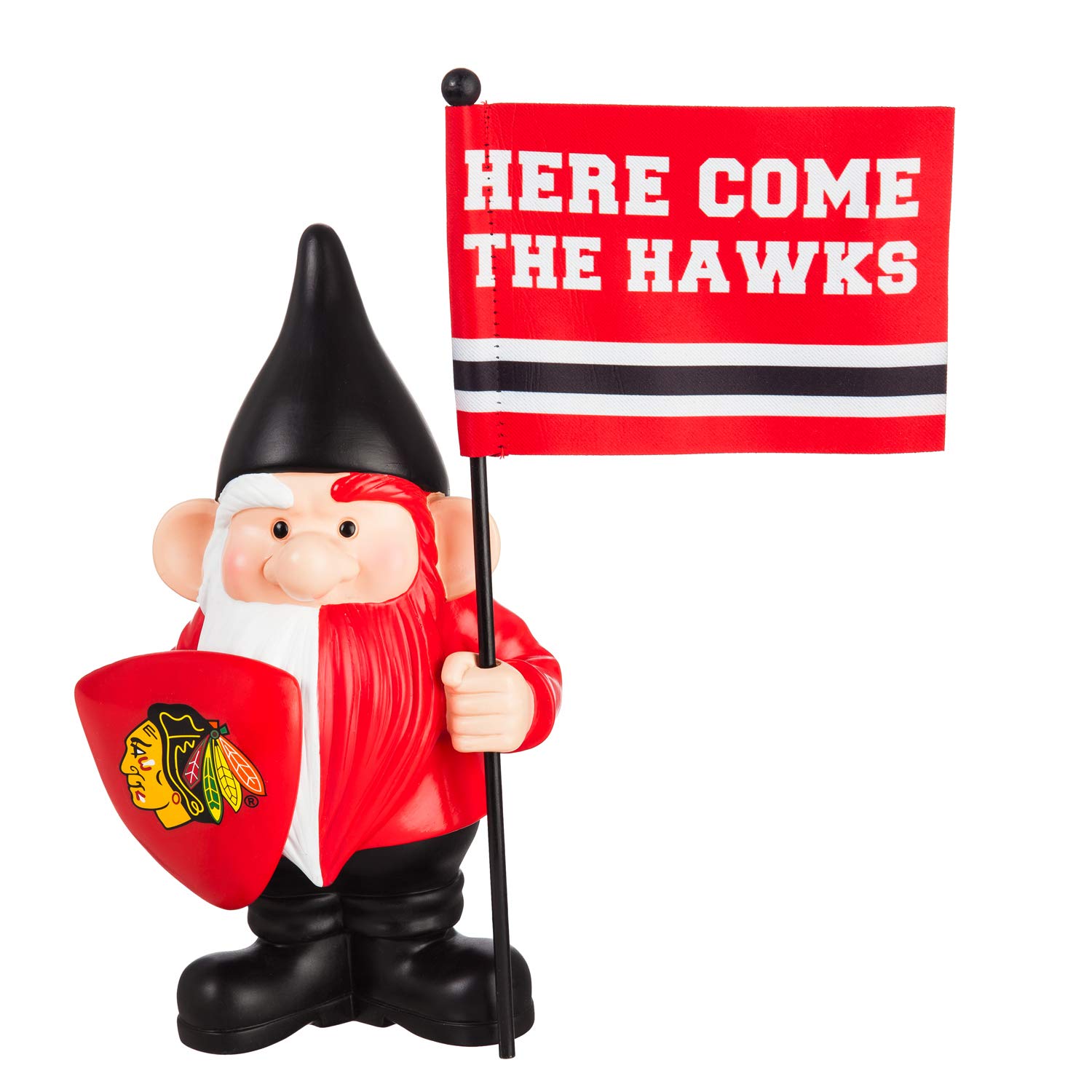Chicago Blackhawks Team Sports America Flag Holder Gnome - Perfect for Game Day Decor, Garden Ornament & NHL Fan Gifts